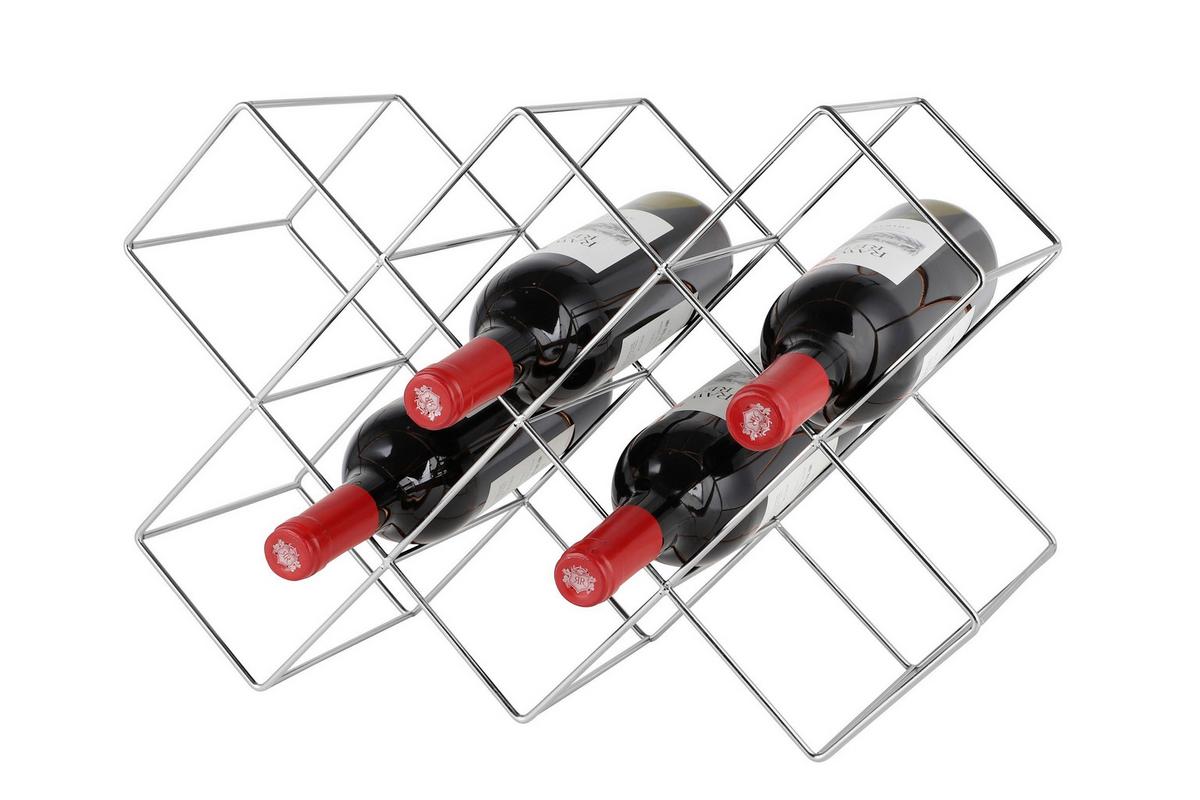 Weinregal Eisen Silberfarben 8 Flaschen Bxh: 16,6x31cm - Silberfarben, Basics, Metall (46/16,6/31cm) - Echtwerk