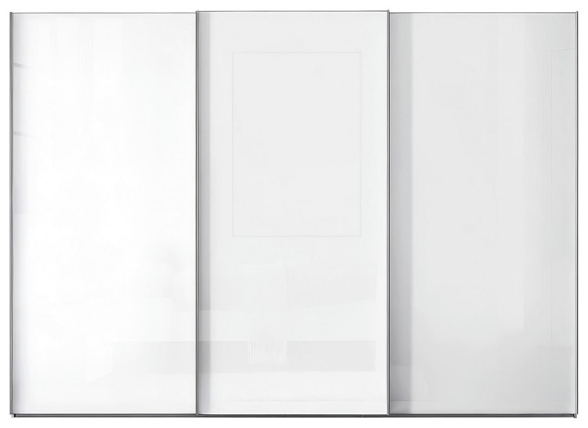 Schwebetürenschrank Lumos Weißglas, B: 249cm - Weiß, Trend, Glas/Holzwerkstoff (249/222/68cm) - Luca Bessoni