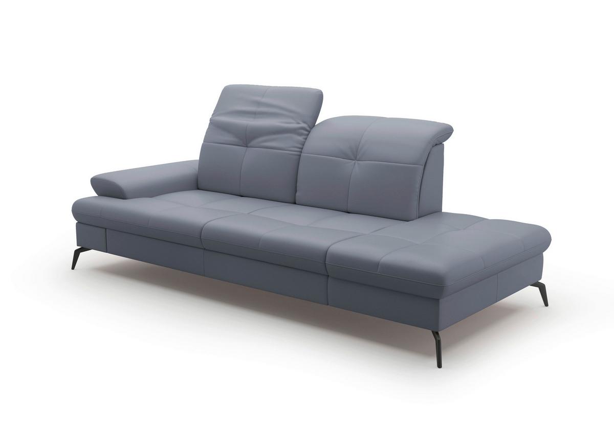 Récamiere Amica E, Graubrau B: 231 Cm - Graublau/Schwarz, KONVENTIONELL, Leder/Textil (231/90/122cm) - Sit & More