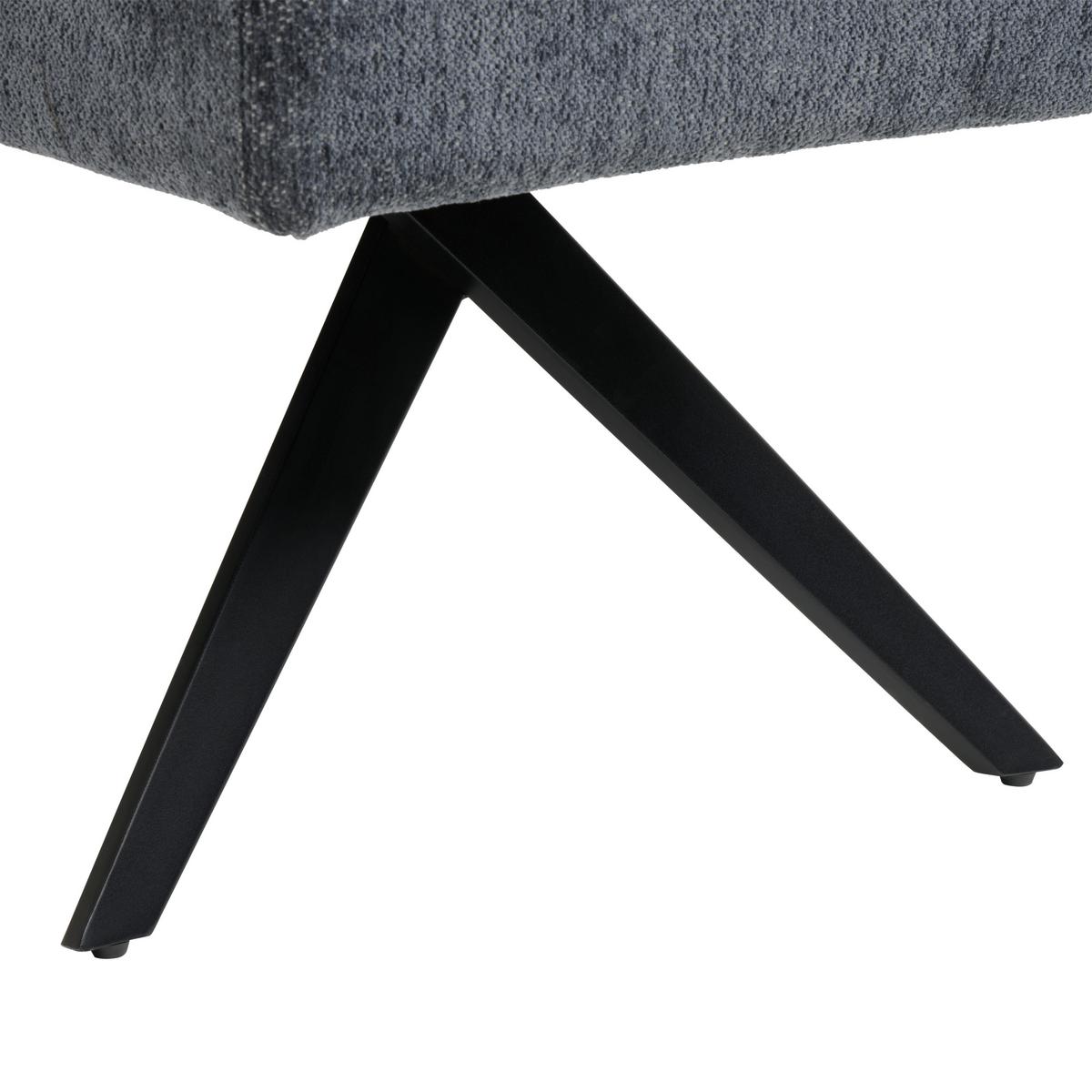 Eckbank Chios Leinenoptik Grau, S: 190x150cm - Dunkelgrau/Schwarz, KONVENTIONELL, Textil/Metall (190/150cm) - MID.YOU