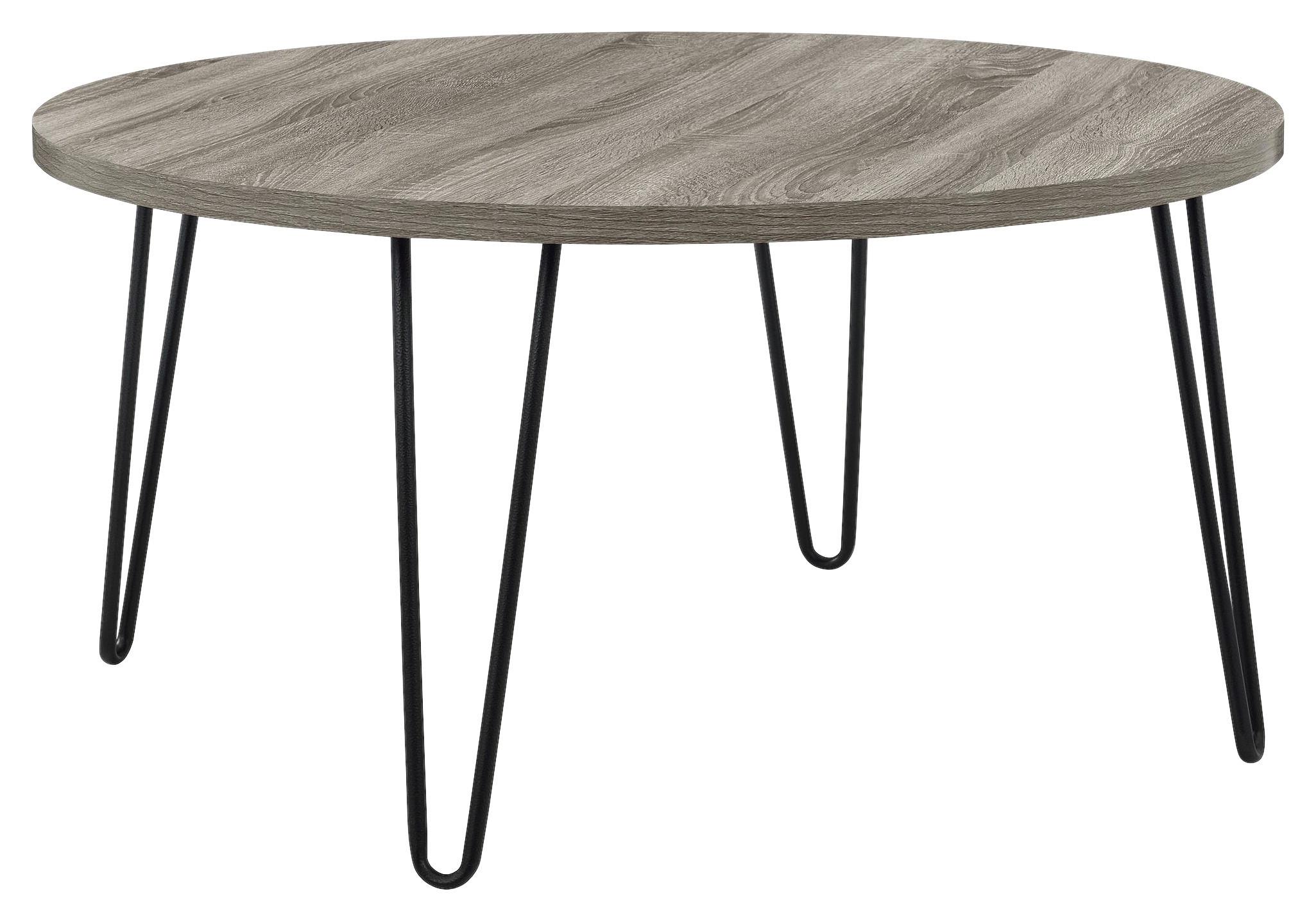 Beistelltisch Owen Grau/eichefarben 90 Cm - Eichefarben/Schwarz, Design, Metall (90/45/90cm) - MID.YOU