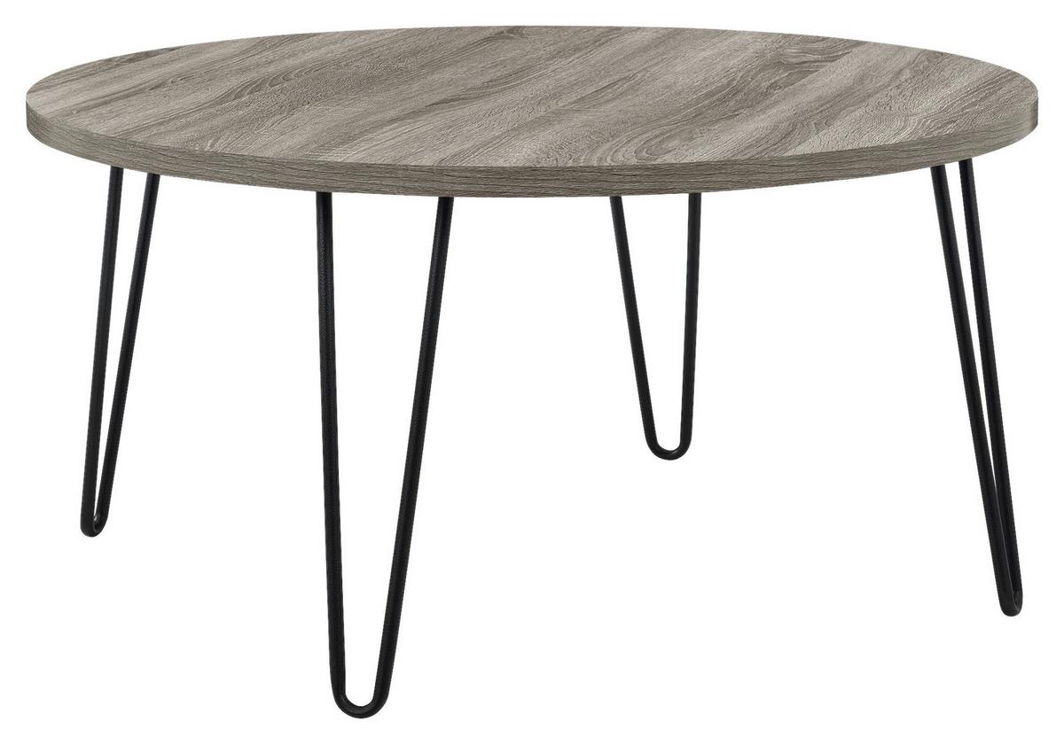 Beistelltisch Owen Grau/eichefarben 90 Cm - Eichefarben/Schwarz, Design, Metall (90/45/90cm) - MID.YOU