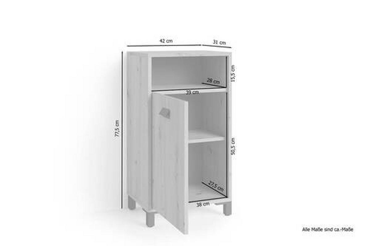 Unterschrank Wellness B: 42 cm Artisan Eiche Dekor - Anthrazit/Schwarz, MODERN, Holzwerkstoff (42/77,5/31cm) - MID.YOU