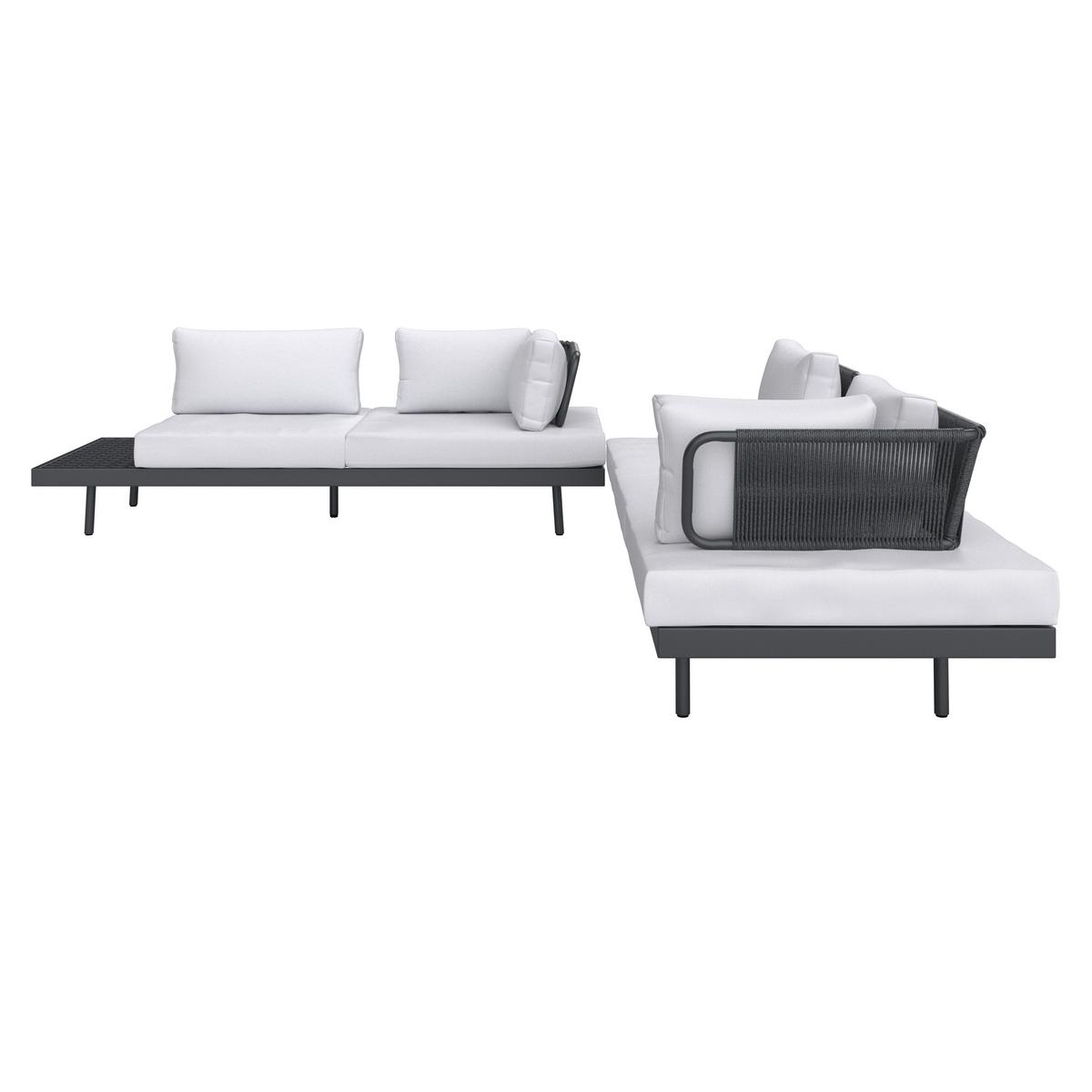 TERASOVÁ SEDACÍ SOUPRAVA EMMA - tmavě šedá, Moderní, kov/dřevo (220/79/87cm) - Bessagi Garden