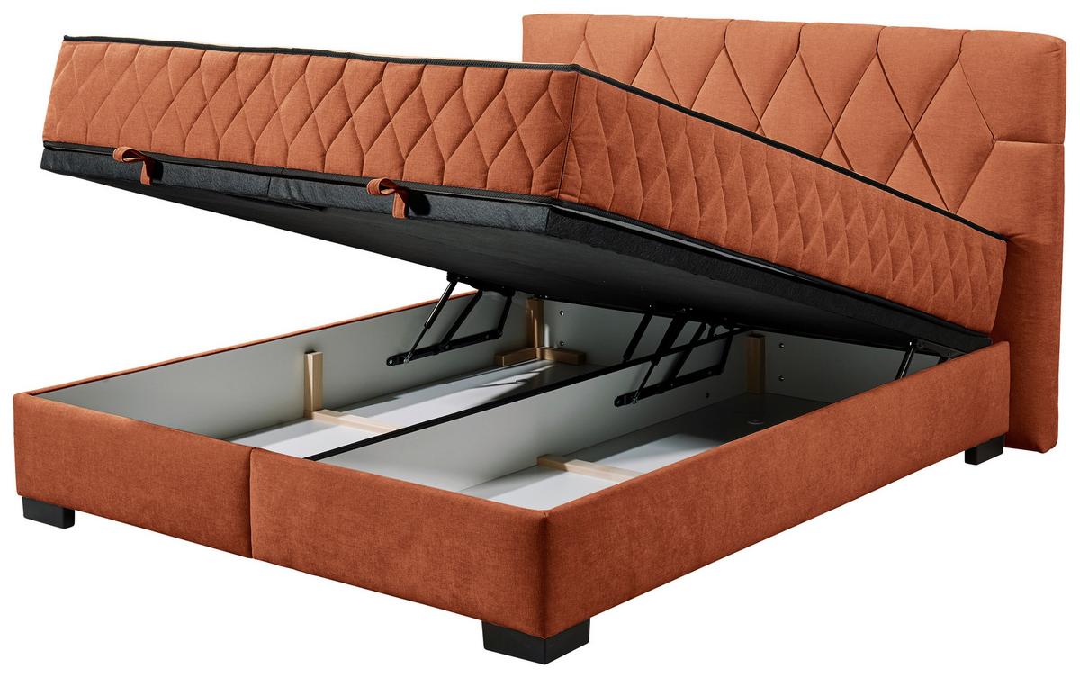 Boxbett Nagol B - Cognac/Schwarz, MODERN, Holzwerkstoff/Textil (160/200cm) - MID.YOU
