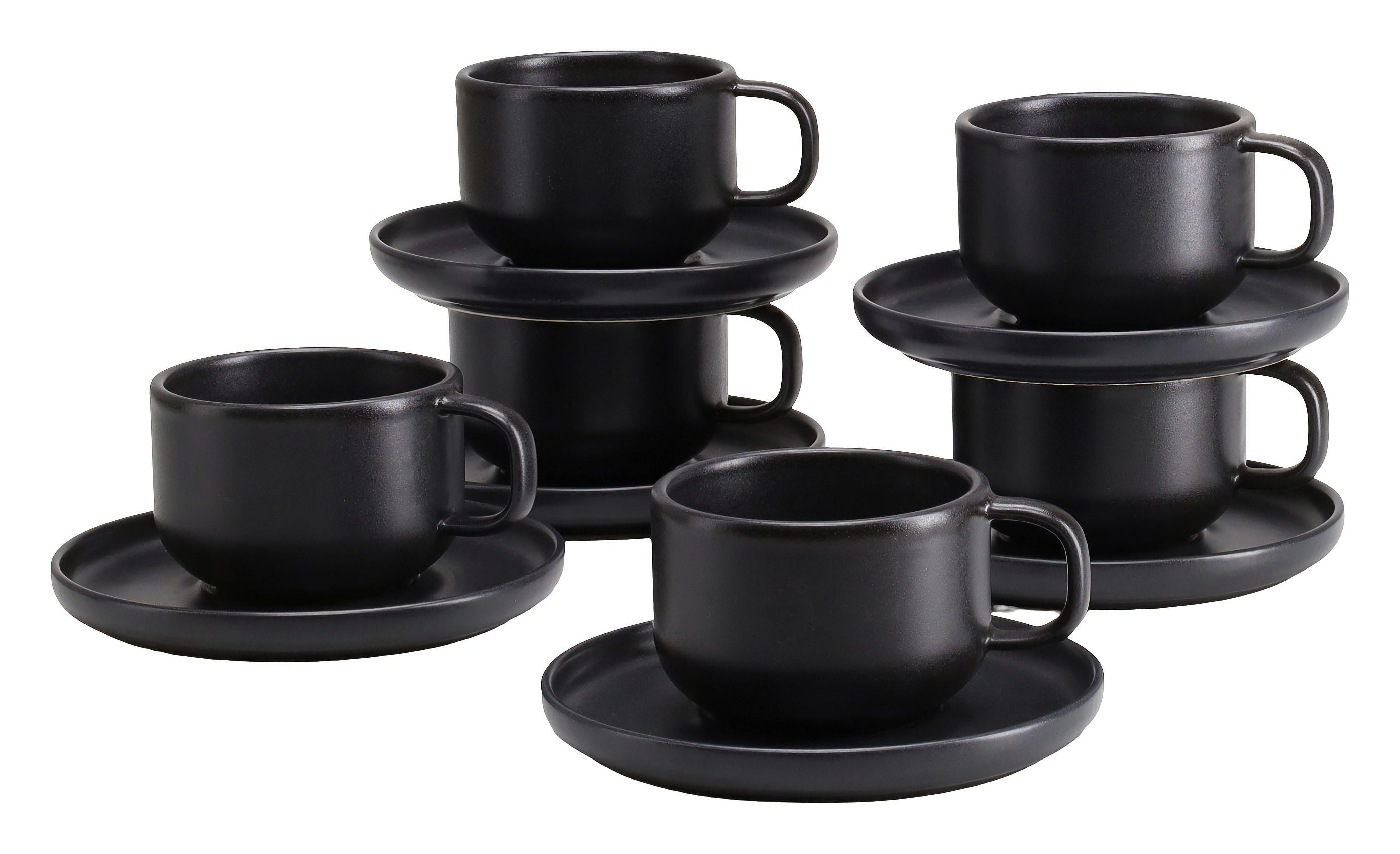 TASSENSET 25257 UNO SCHWARZ KAFFEETASSEN - Schwarz, Basics, Keramik (240ml) - Creatable