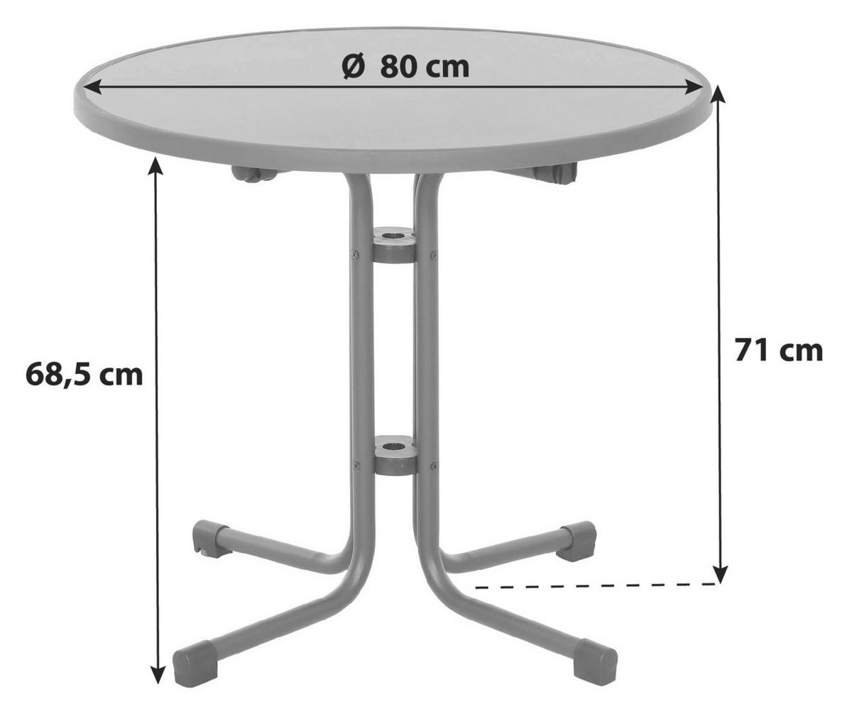 Gartentisch Klappbar Metall/Holzwerkstoff ⌀ 80 cm - Anthrazit, KONVENTIONELL, Holzwerkstoff/Metall (80/71/80cm) - Siena Garden