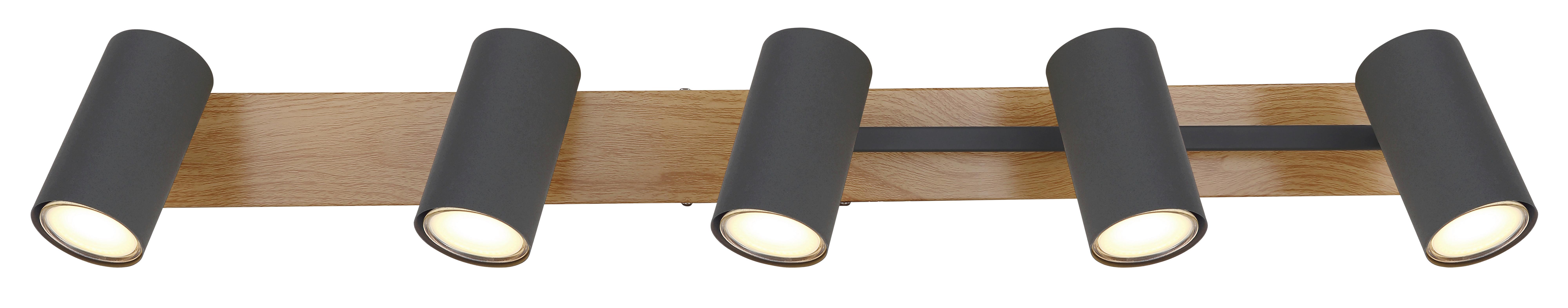 Strahler 5-Flammig verstellbar L: 70 cm - Graphitfarben, Design, Metall (70/35/17cm) - Globo
