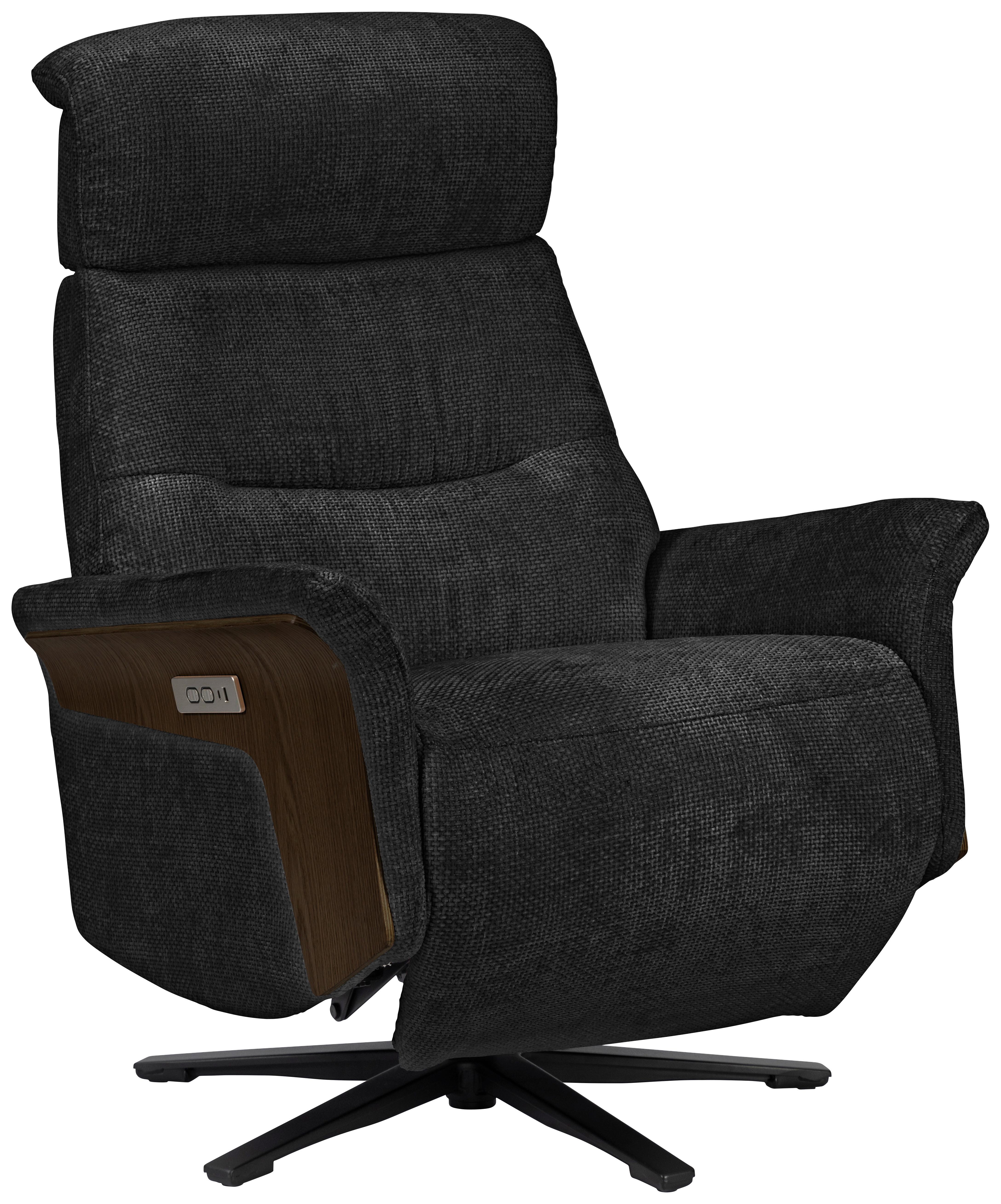 Fernsehsessel Rio - Walnussfarben/Schwarz, MODERN, Holz/Textil (75/106/87cm)