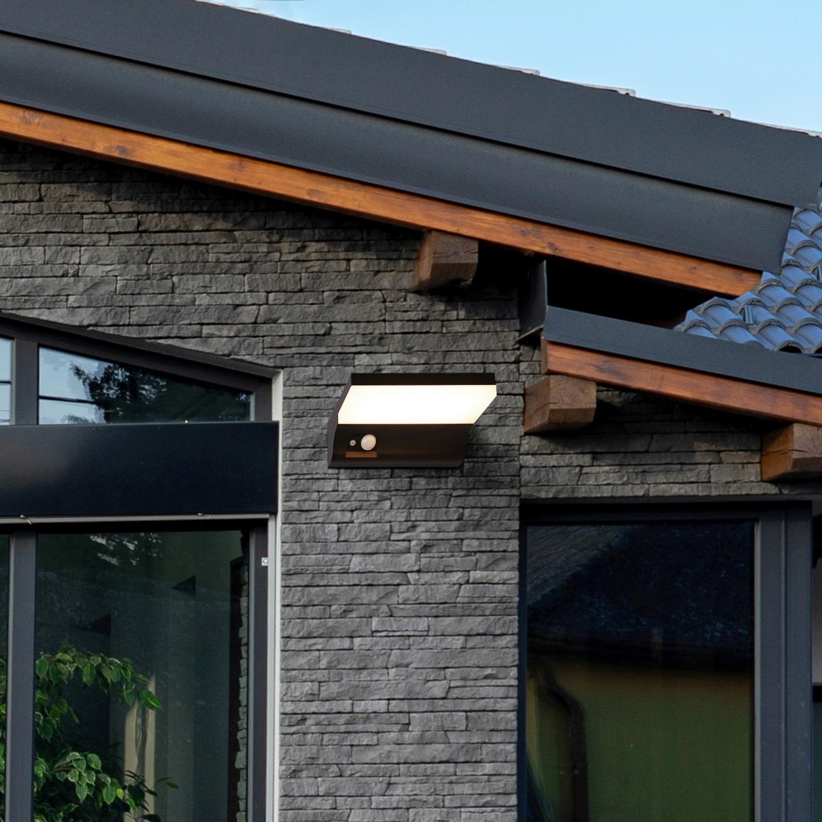 Solarleuchte 67417bk Solar Wall Light - Schwarz/Weiß, Design, Kunststoff (16/6/6cm)