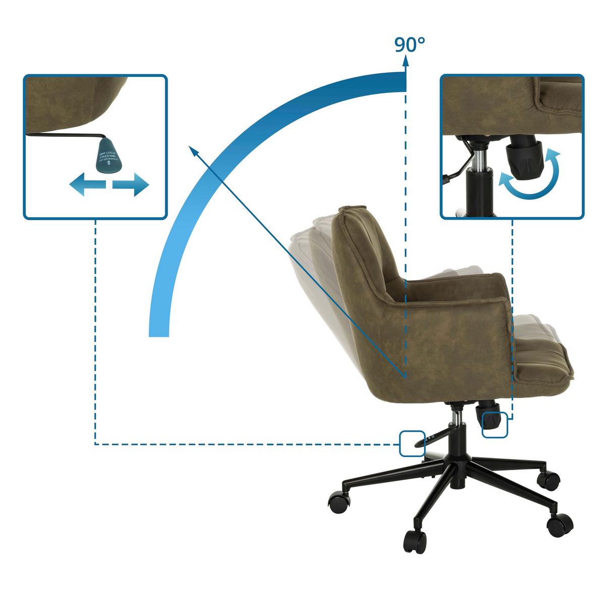 Drehstuhl Solao Life Grün B: 54 cm - Schwarz/Grün, MODERN, Kunststoff/Textil (54/85/70cm) - MID.YOU