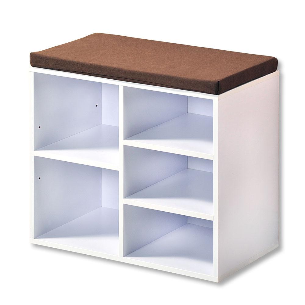Garderobenbank B: 51,5 cm Gepolstert 5 Fächer Weiß - Basics (51,5/48/29,5cm) - Kesper