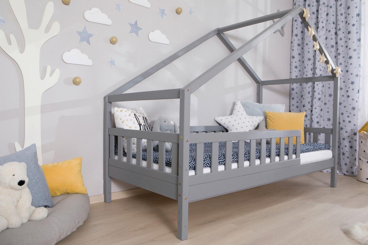 Hausbett Lou Hellgrau B: 140 Cm - Hellgrau/Naturfarben, MODERN, Holz (140/200cm) - MID.YOU