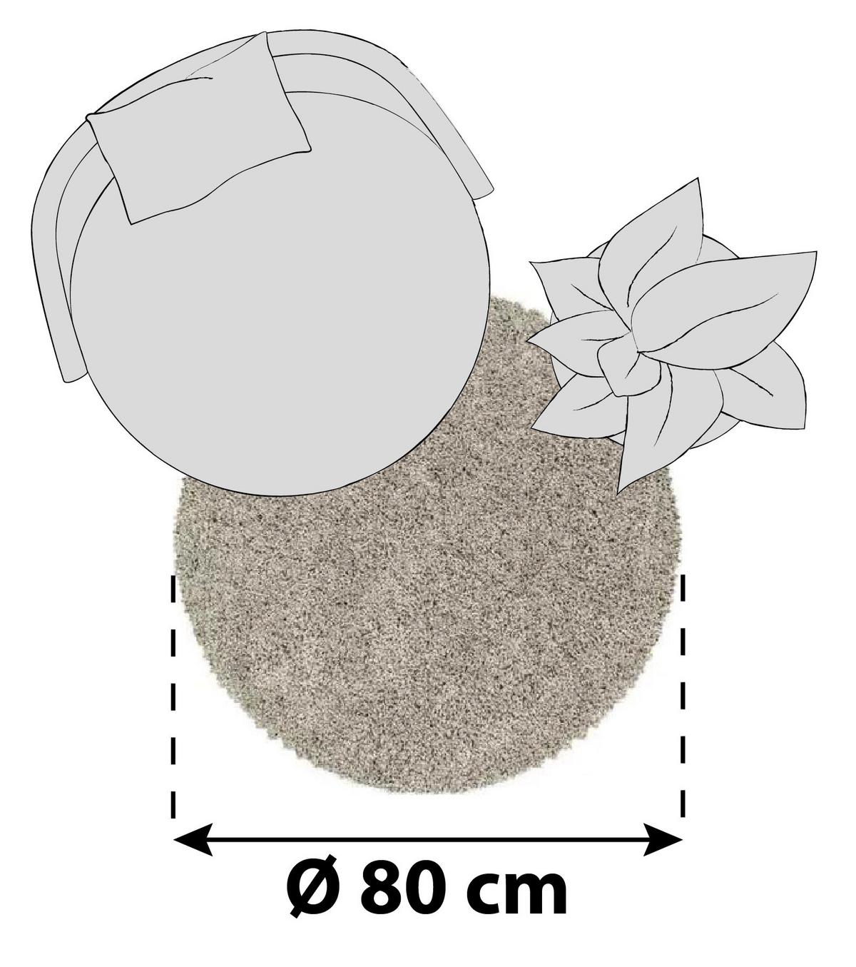 Hochflor Teppich Naturfarben Naturfaser Sydney Ø 80 cm - Naturfarben, Basics, Textil (80cm)