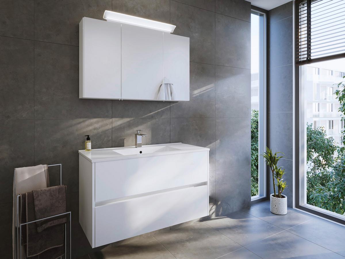 Waschtischkombi Limes Weiß Hg B: 101 Cm - Weiß Hochglanz/Weiß, MODERN, Keramik/Holzwerkstoff (101/58,6/47cm) - MID.YOU