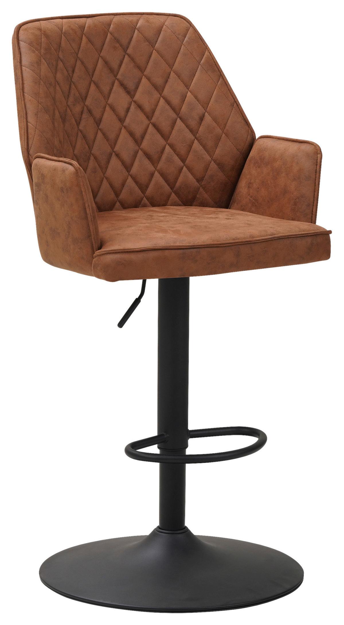 Barhocker Donny - Cognac/Schwarz, KONVENTIONELL, Textil/Metall (42/114/52cm) - MID.YOU