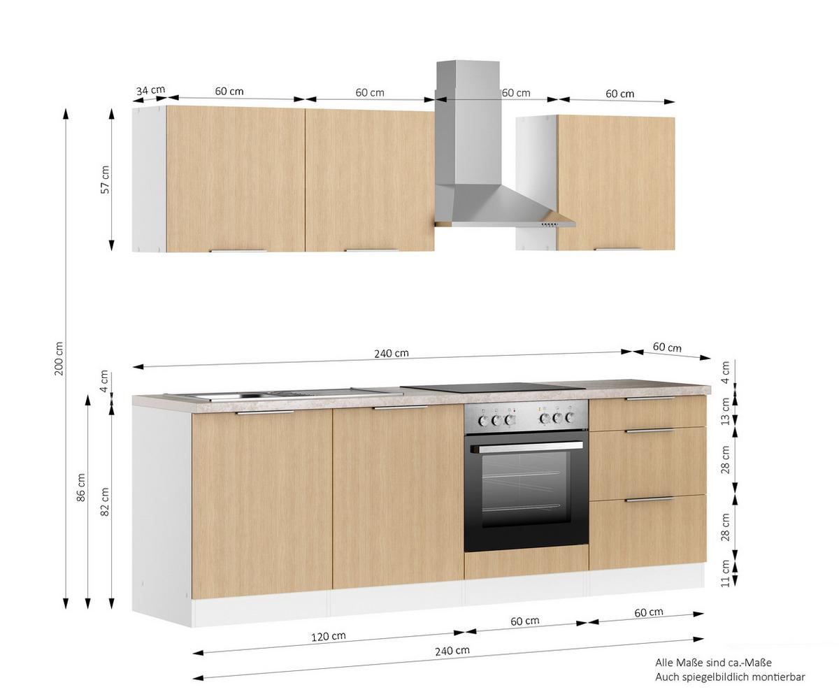 Küchenblock Glasgow Eichefarben/weiß B: 240 Cm - Eichefarben/Beige, LIFESTYLE, Holzwerkstoff (240cm) - Held