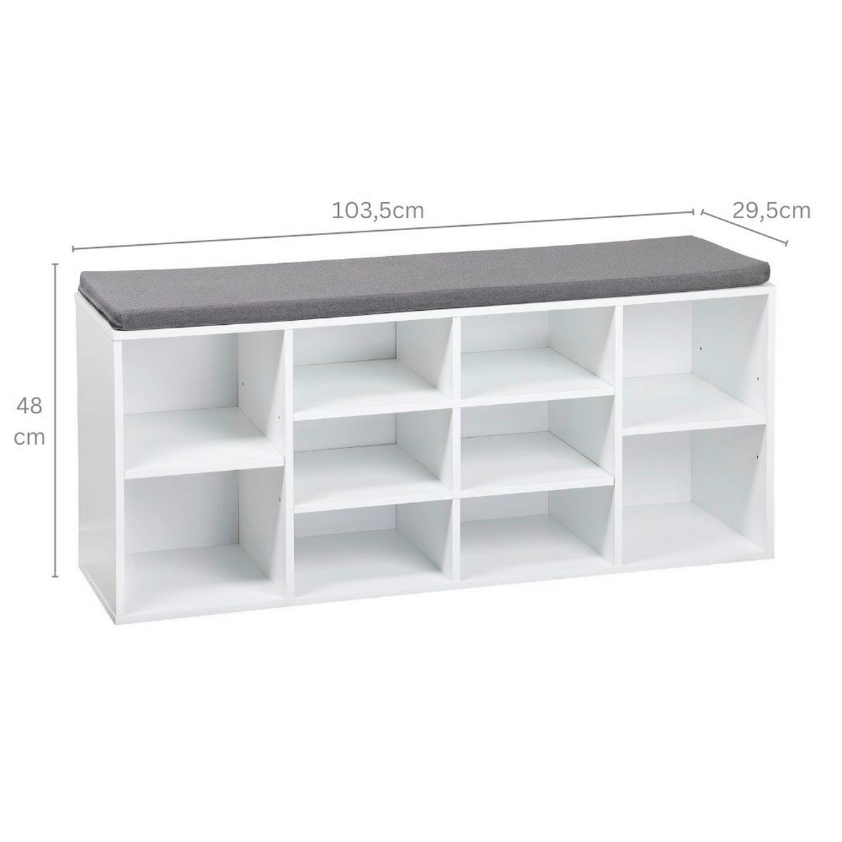 GARDEROBENBANK Weiß/Grau B: 103,5cm - Weiß/Grau, Basics, Holzwerkstoff/Textil (103,5/48/29,5cm) - Kesper