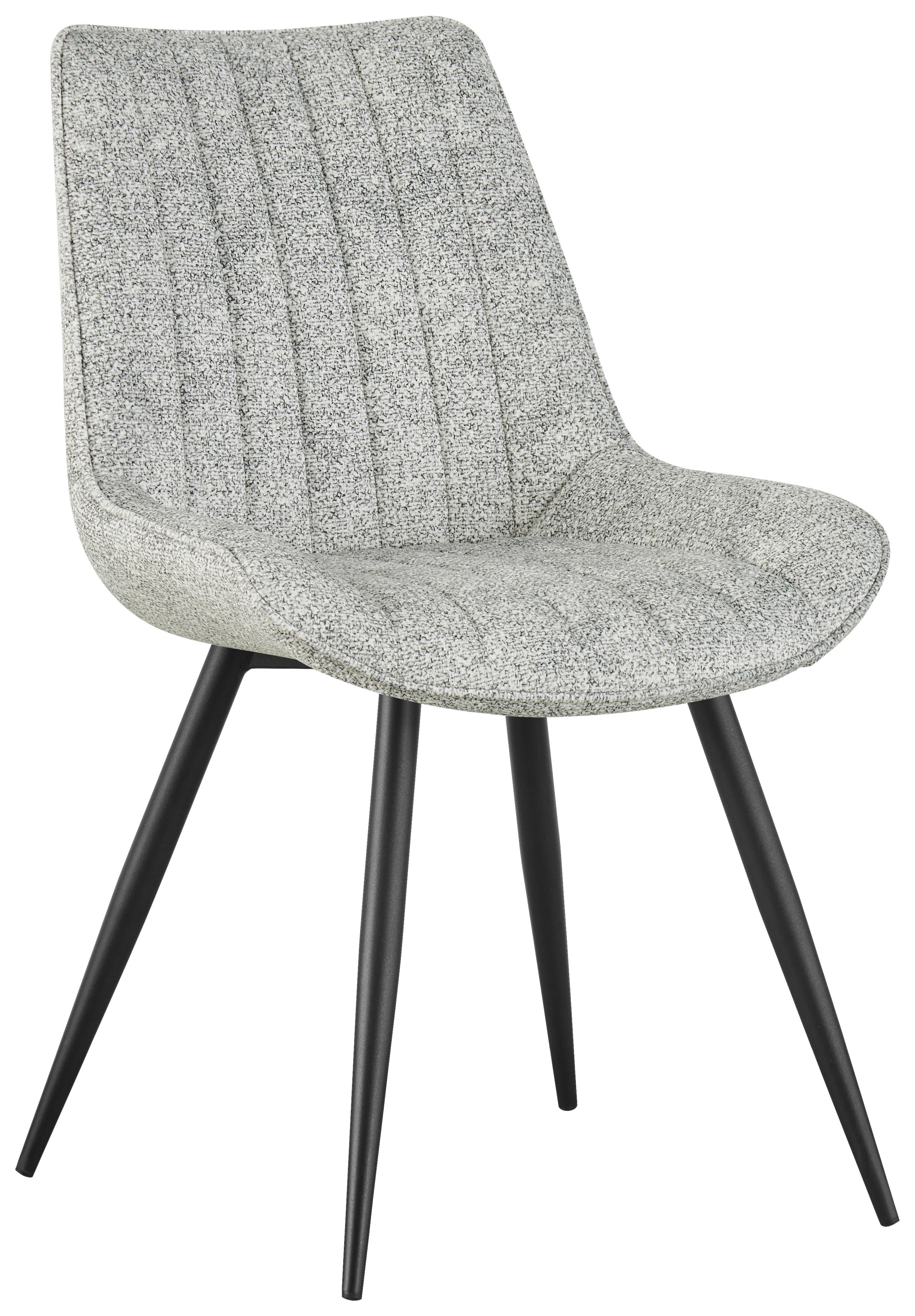 Vierfußstuhl Nikita Leinenoptik Beige, B: 54 cm - Beige/Schwarz, KONVENTIONELL, Holz/Textil (54/88/61,5cm) - MID.YOU