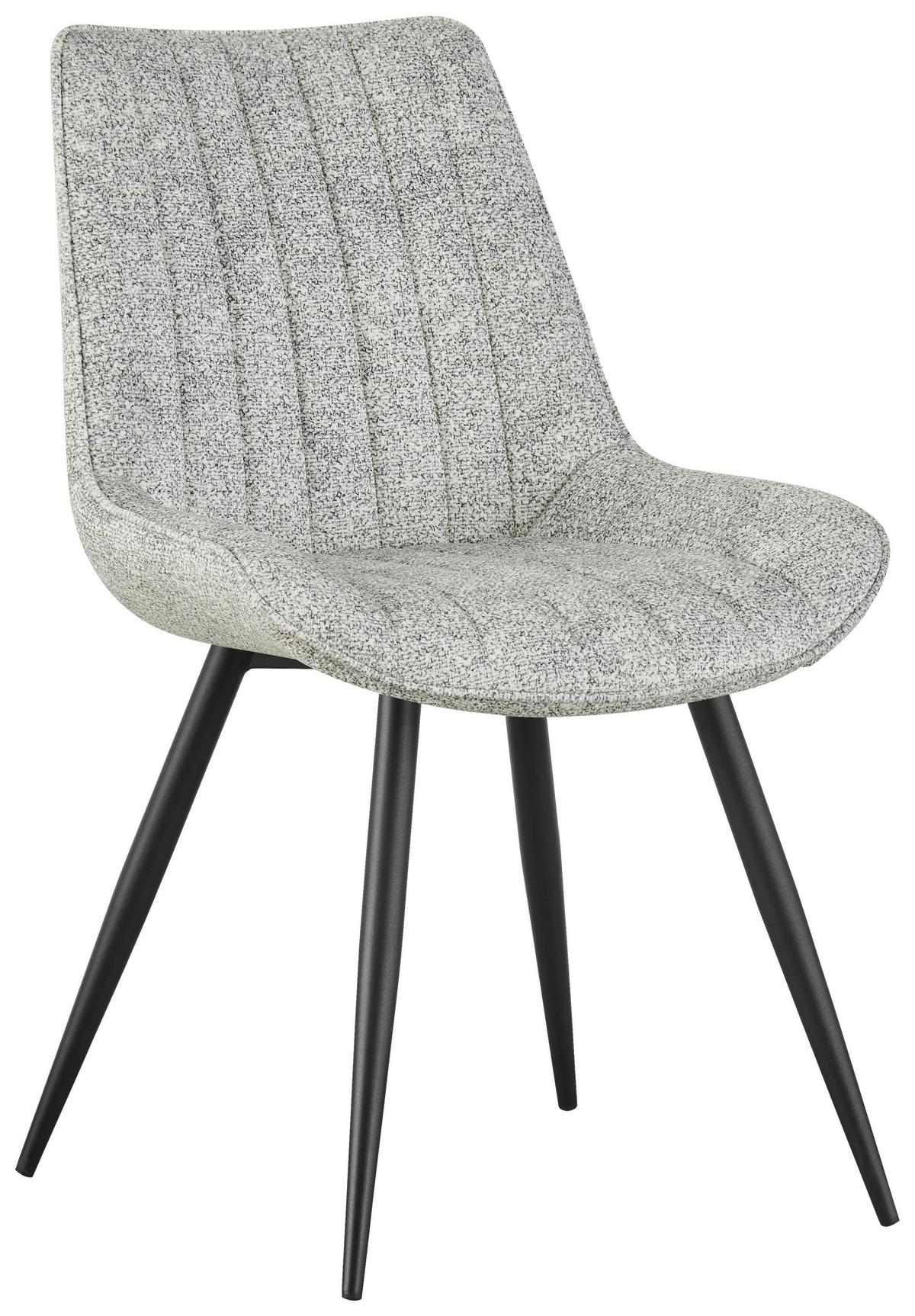 Vierfußstuhl Nikita Leinenoptik Beige, B: 54 cm - Beige/Schwarz, KONVENTIONELL, Holz/Textil (54/88/61,5cm) - MID.YOU