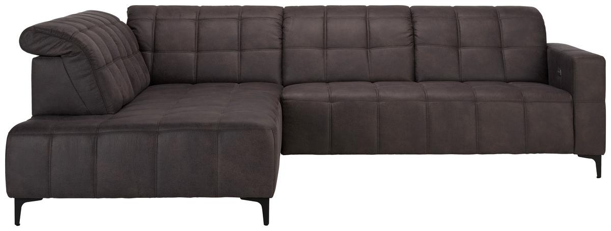 Rohová sedačka PANAMA, ľavá, antracitová - čierna/antracitová, Konventionell, kov/textil (216/89-102/304cm) - Premium Living