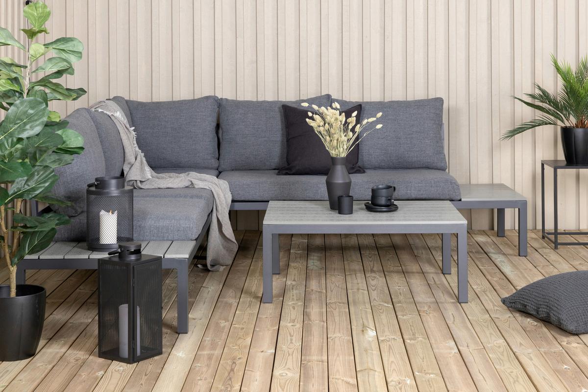 Loungegarnitur Odense - Schwarz, KONVENTIONELL, Metall (133/167cm) - Gardenson
