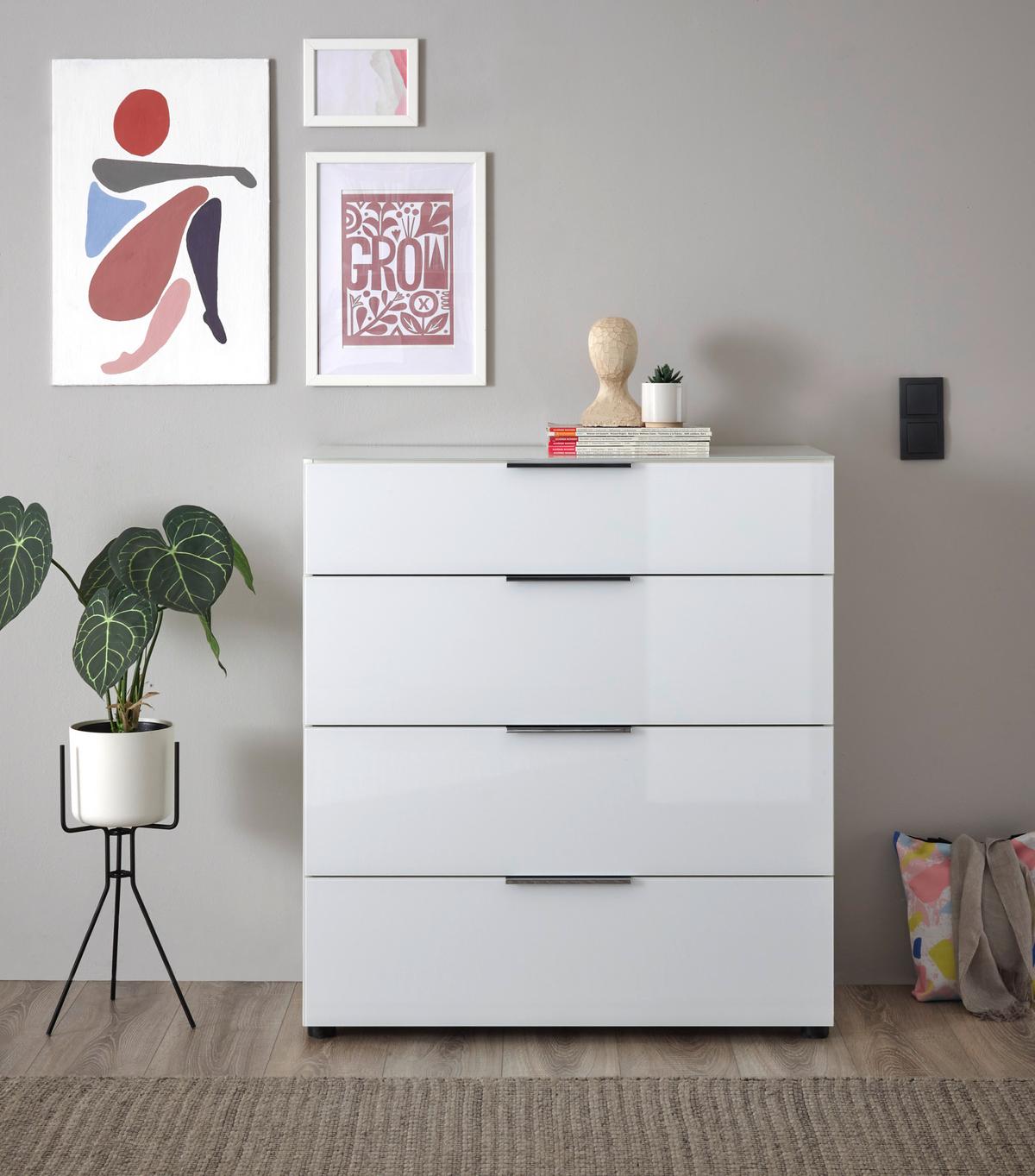 KOMODA SIENA -EXKLUSIV- - čierna/biela, Modern, kov/kompozitné drevo (90/99/40cm) - Mömax