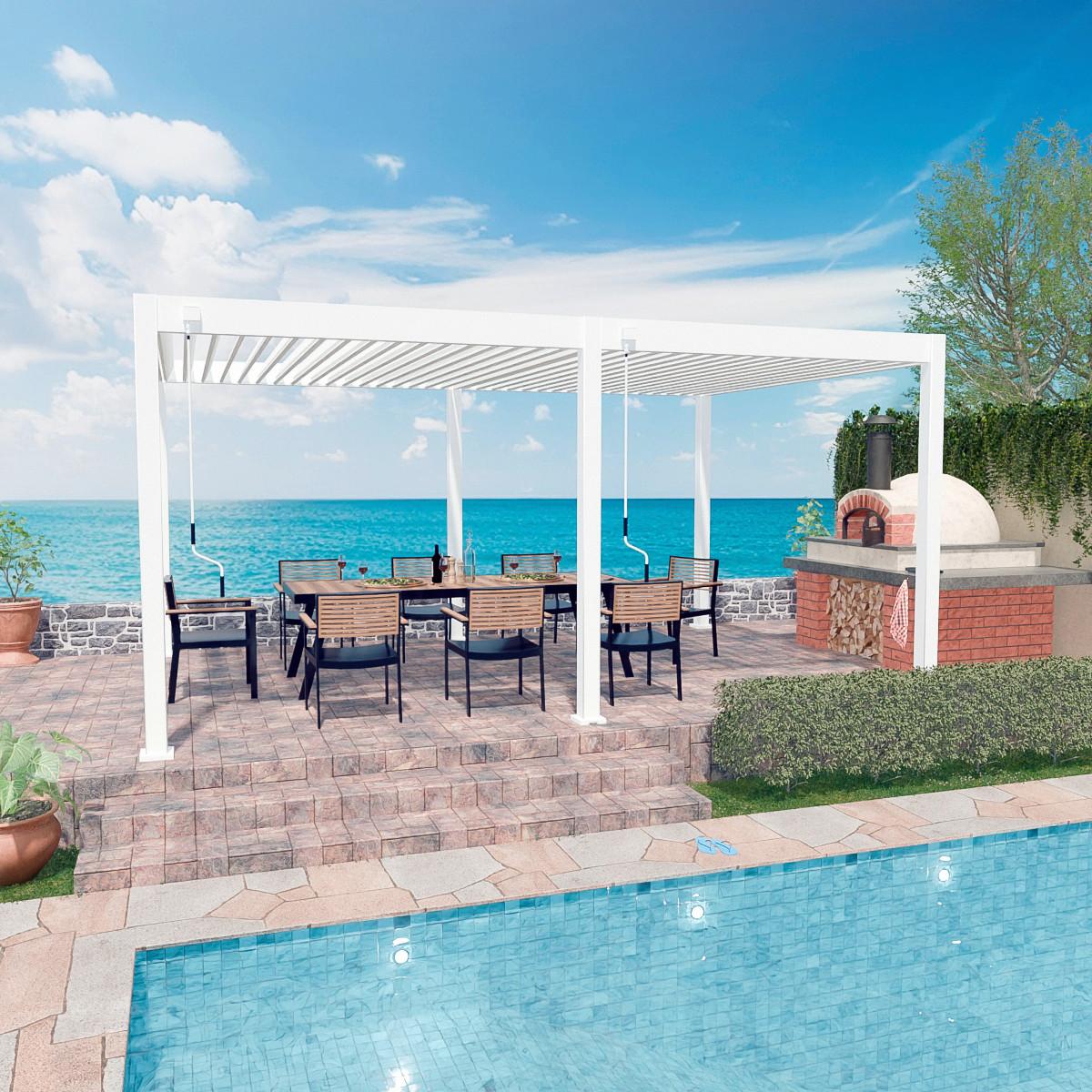 Pergola 300x600 cm Wetterbeständig, Weiß - Weiß Hochglanz, Basics, Metall (300/255/600cm)