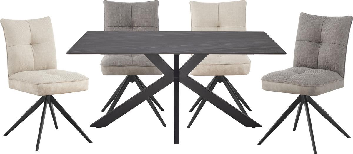 Jídelní stůl JONAS 160x90 - šedá/černá, Moderní, kov/keramika (160/90/76cm) - Mömax