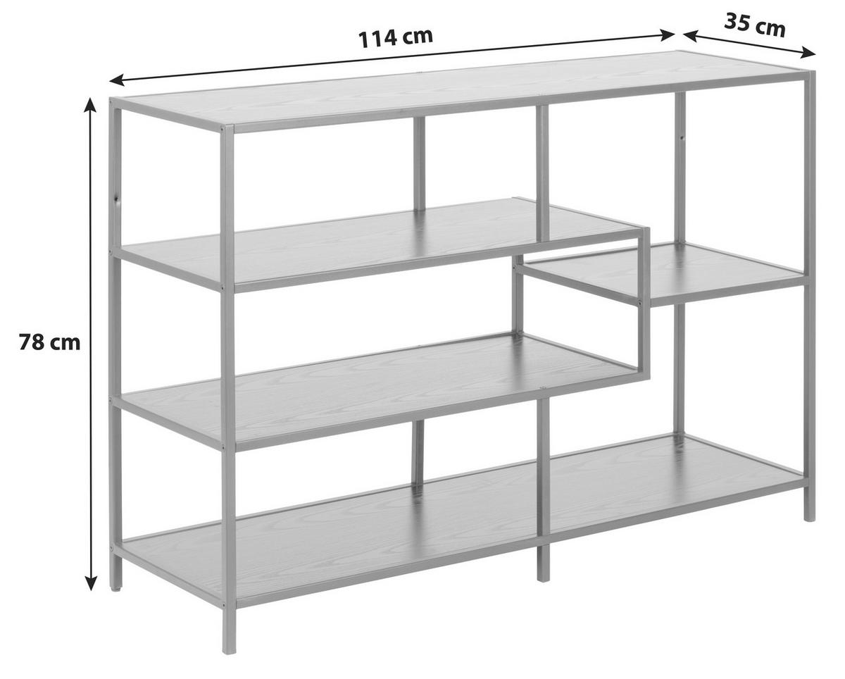 Regal Stahl Seaford B 114cm, Schwarz - Schwarz, Trend, Holzwerkstoff/Metall (114,0/78,0/35,0cm) - MID.YOU