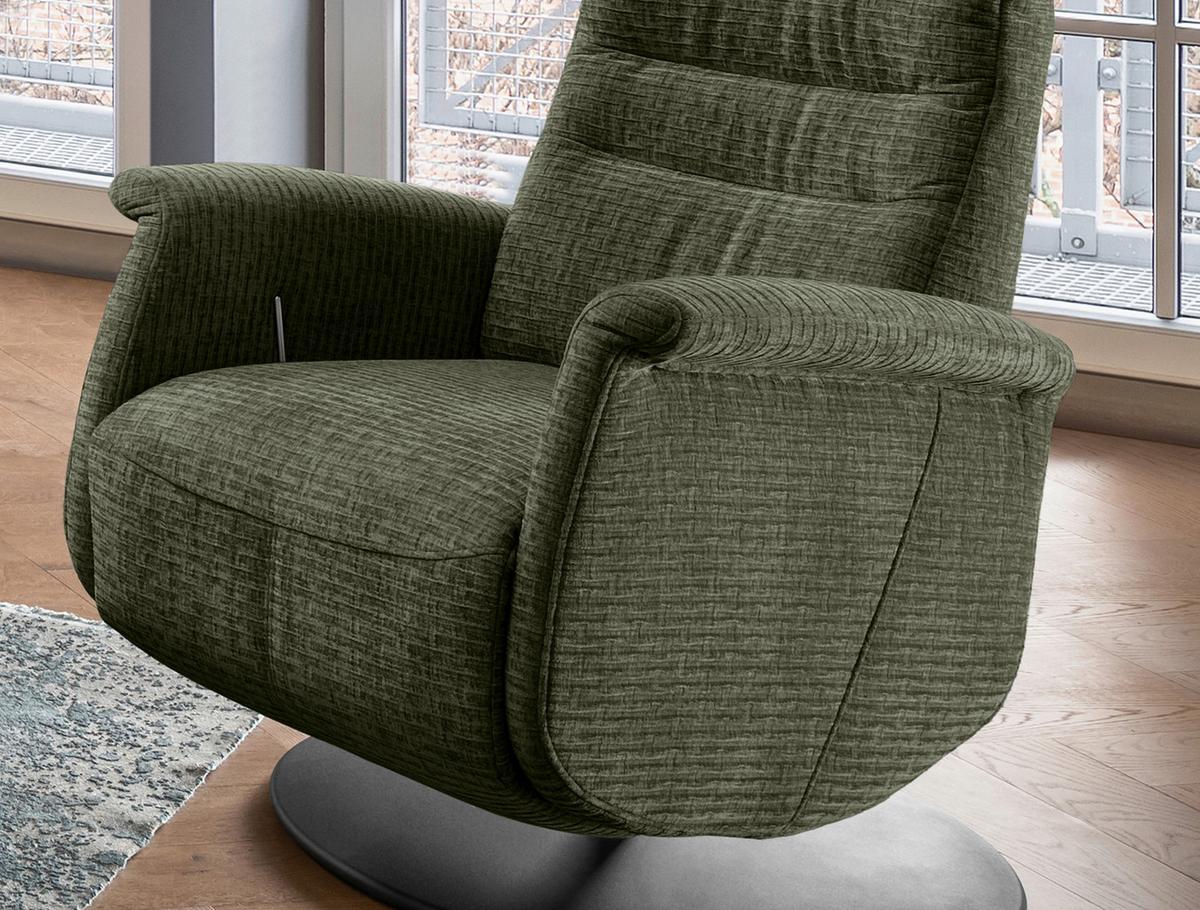 Relaxsessel Latina Olivgrün 360 Grad Drehbar, B: 72 Cm - Schwarz/Olivgrün, MODERN, Textil (72/118/85-165cm) - Livetastic