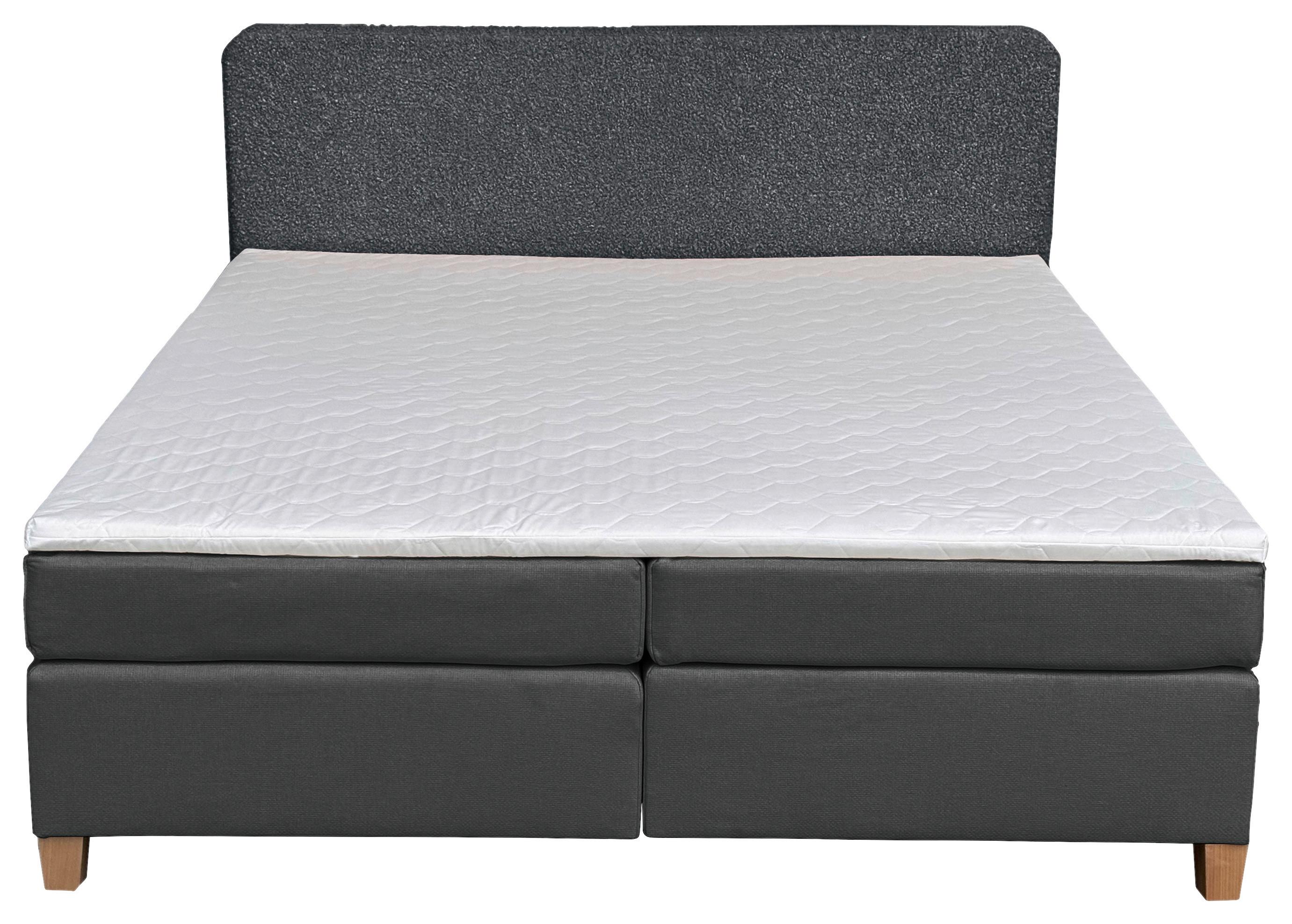 Boxbett Mit Topper Rolf Dunkelgrau 180x200 Cm - Dunkelgrau, Basics, Holzwerkstoff/Textil (180/200cm) - Livetastic
