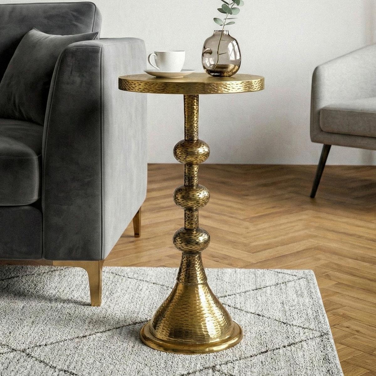 BEISTELLTISCH Goldfarben L: 30cm - Goldfarben, Design, Metall (30/30/56cm) - Livetastic