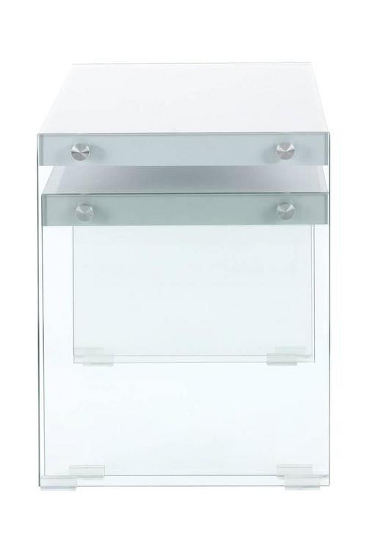 Beistelltisch 2-teilig Elementary Glas Weiß - Klar/Weiß, Basics, Glas/Holzwerkstoff - Kayoom