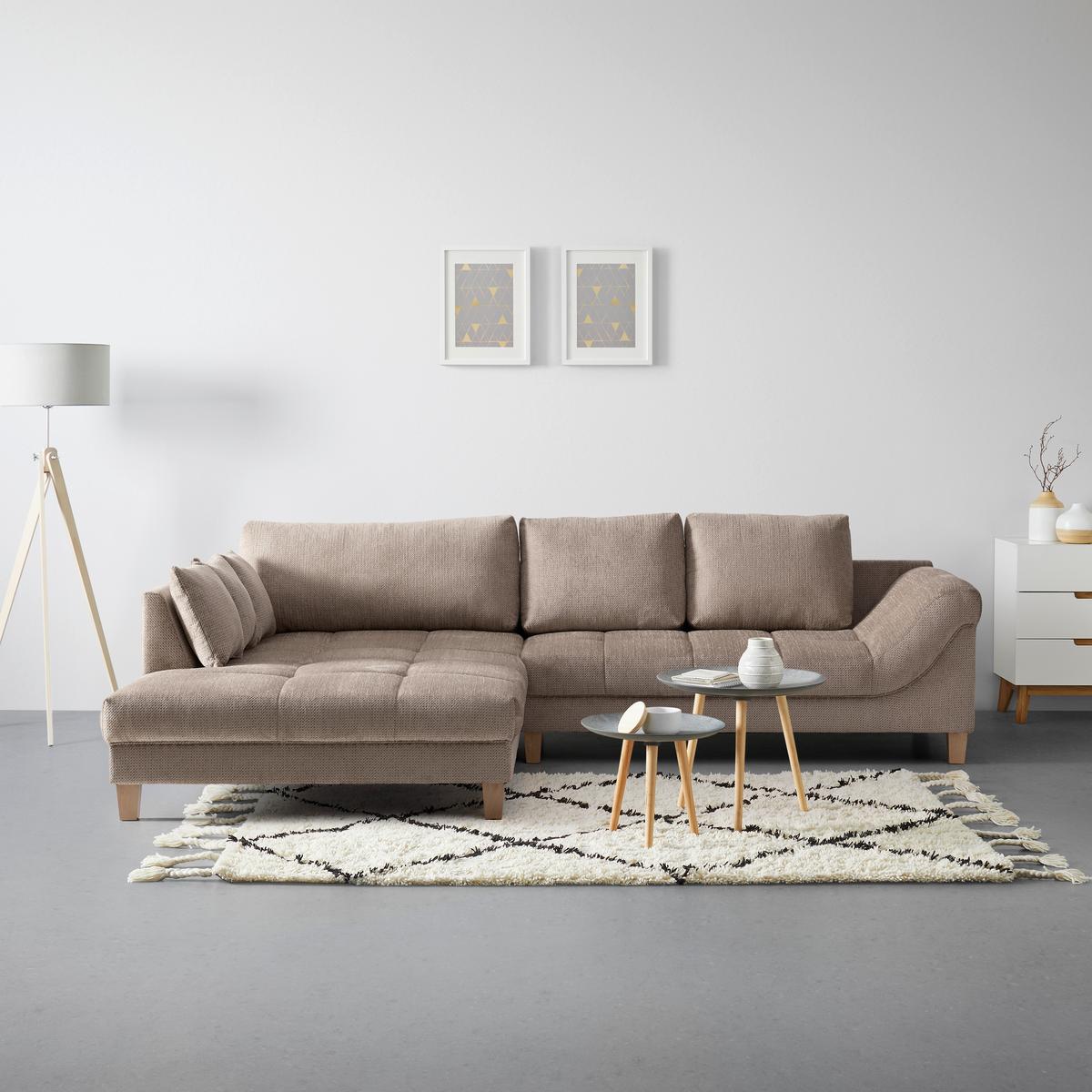 Rohová sedačka PALERMO, levá, béžová žinylka - barvy buku/béžová, Moderní, dřevo/textil (203/69-94/306cm) - Mömax