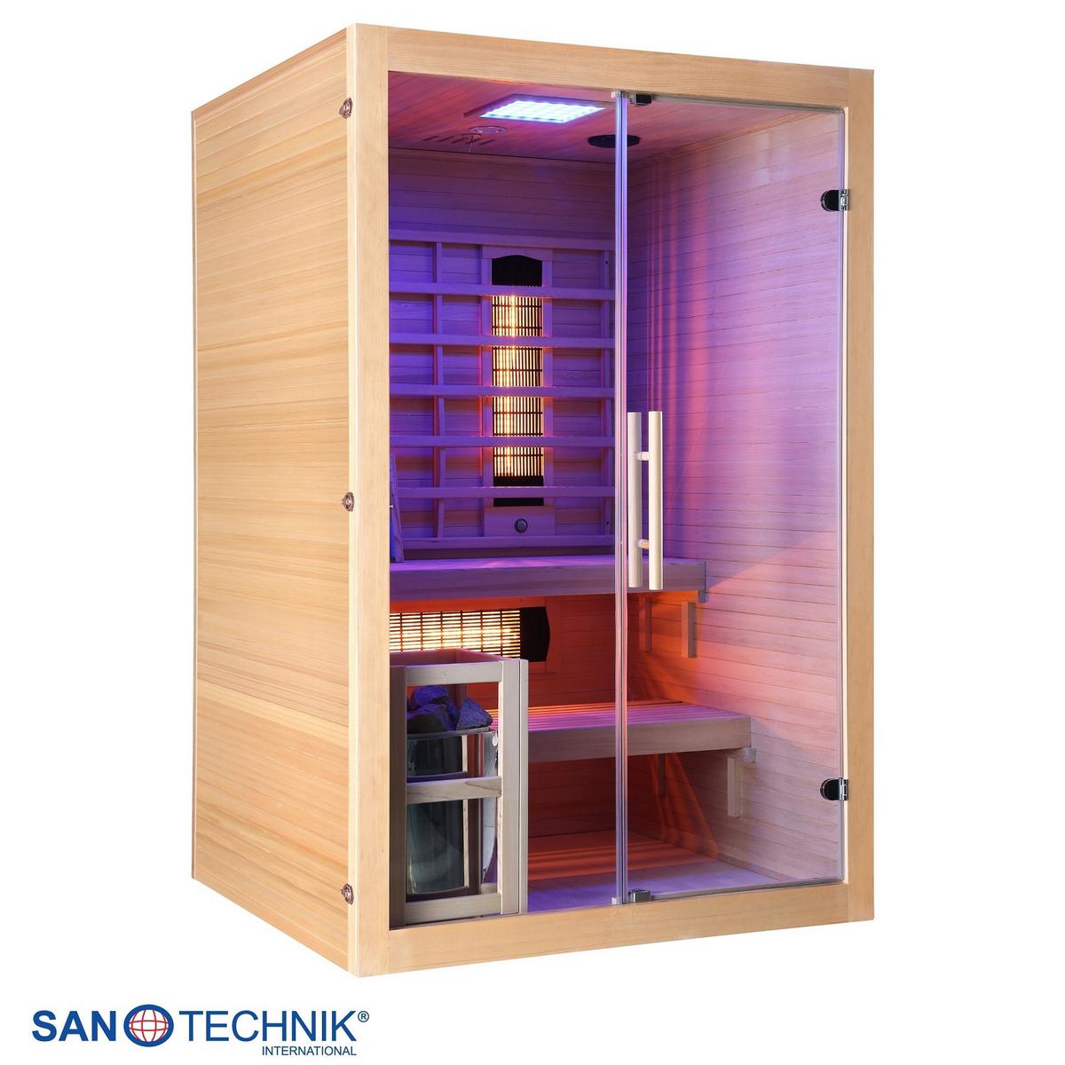 Infrarotkabine 2 Personen LBH: 130x120x200 cm - Naturfarben, Basics, Glas/Holz (130/120/200cm) - Sanotechnik