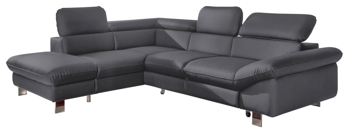 Ecksofa Mit Schlaffunktion Driver Fango Lederlook - Chromfarben/Fango, MODERN, Textil (214/266cm) - MID.YOU