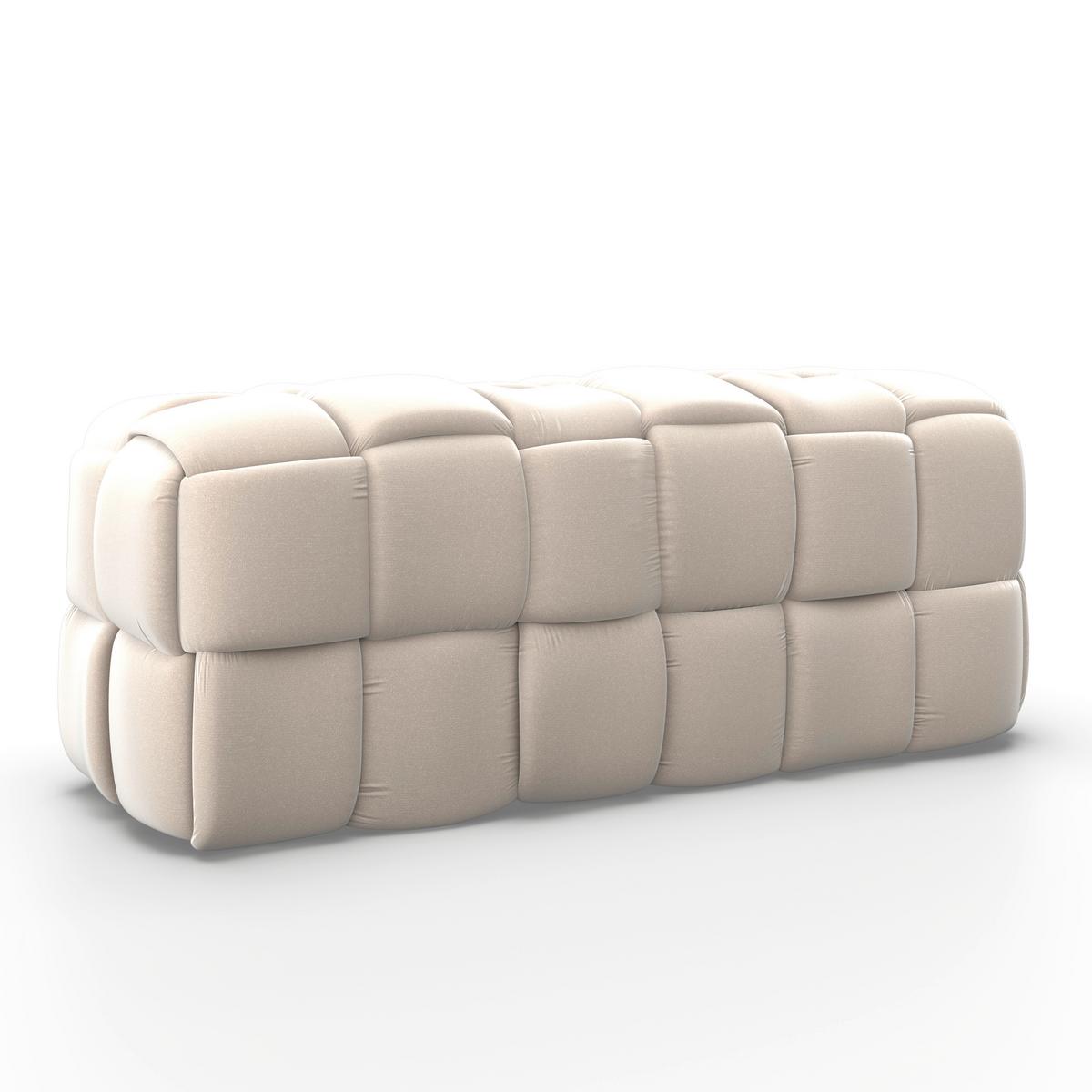 Moderná lavica ELLA béžová, samet - čierna/béžová, Modern, drevo/textil (118/47/47cm) - Bessagi Home