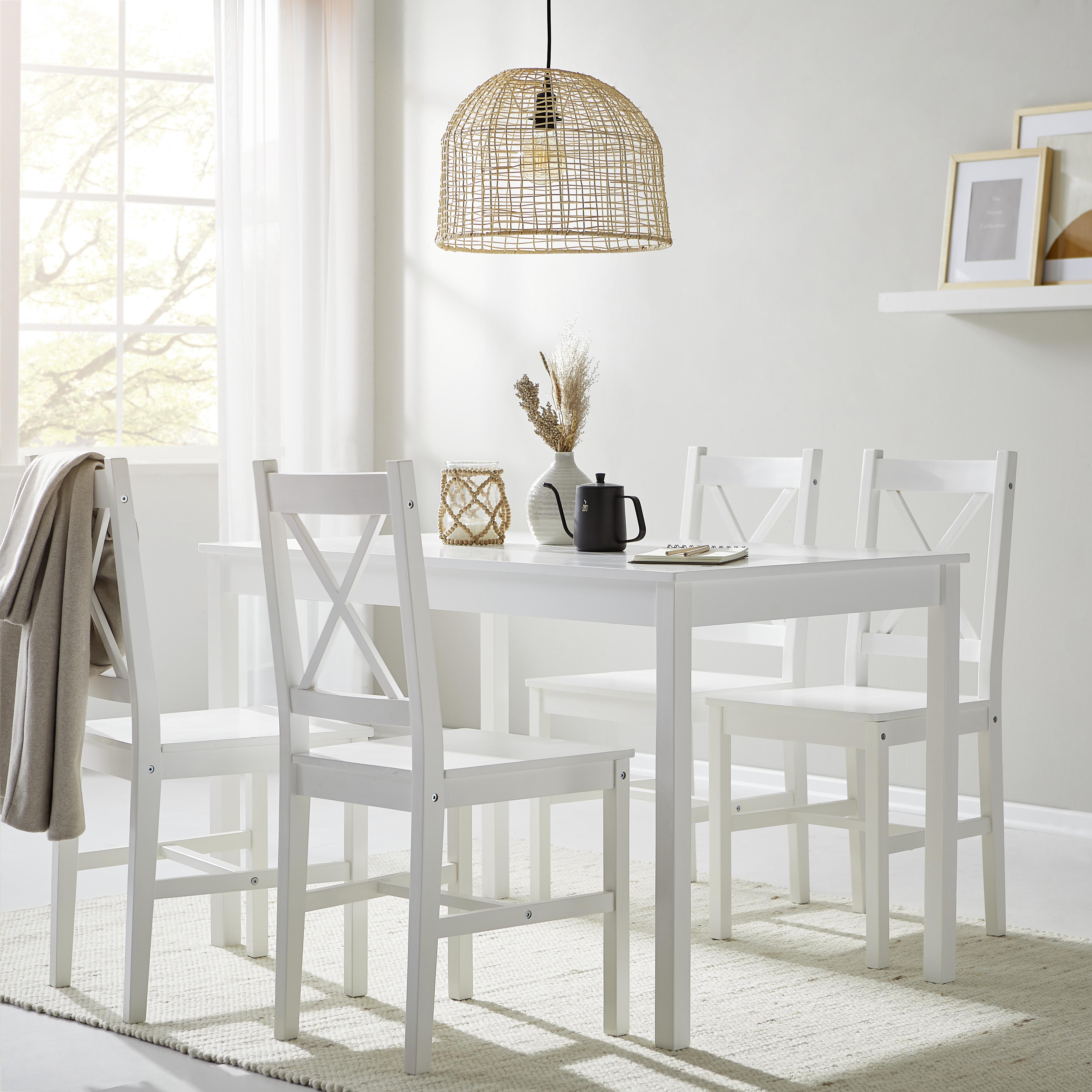 Essgruppe France 5-Teilig Kiefer Massiv/Weiß - Weiß, LIFESTYLE, Holz (118/74/73cm) - MID.YOU