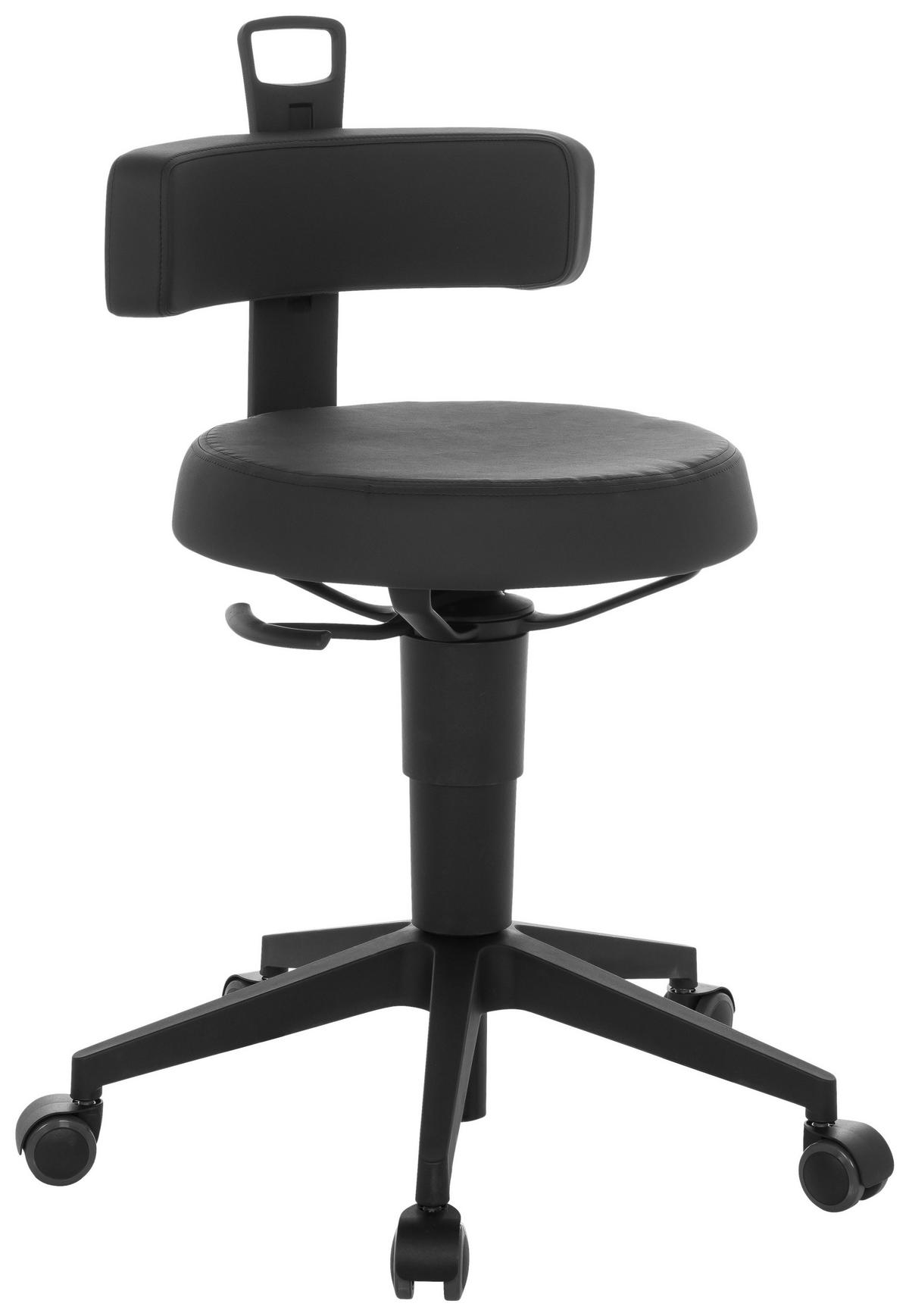 Bürohocker Top Work Flex Pu - Schwarz, Basics, Leder/Kunststoff (40/74-86/46cm) - MID.YOU