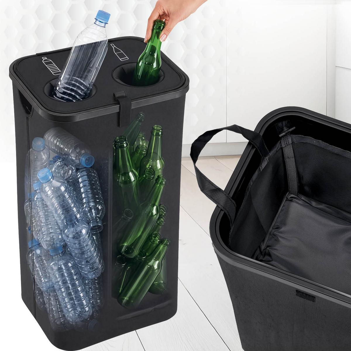 FLASCHENSAMMLER EASYMAXX - Schwarz, Basics, Naturmaterialien/Kunststoff (40/32,5/72cm) - EASYMAXX