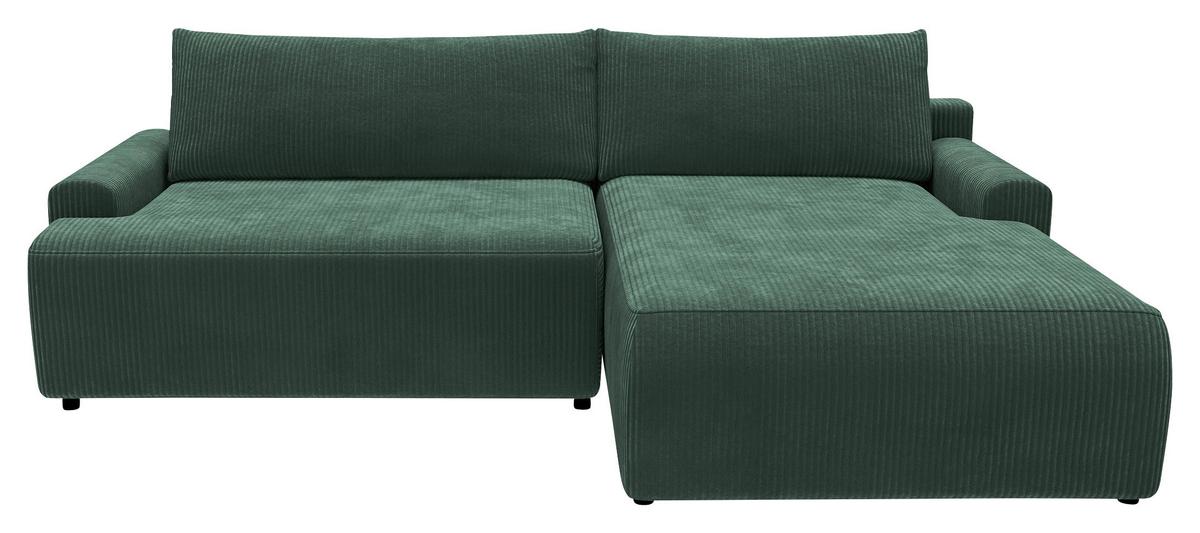 Eckschlafsofa Prag, Dunkelgrün S: 253x167 cm - Dunkelgrün/Schwarz, MODERN, Textil (253/167cm) - Trendmanufaktur