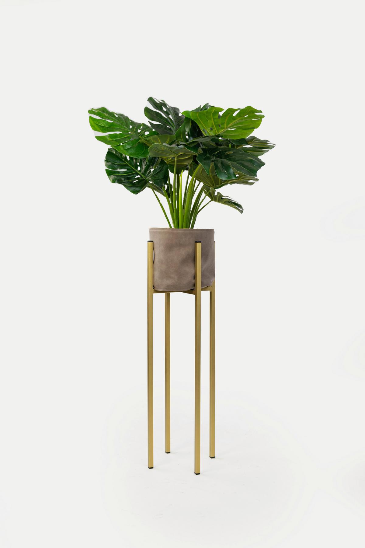 Blumenständer Aluminium Gold- farben BxHxT: 28x90x28 cm - Goldfarben, Basics, Metall (28/90/28cm)