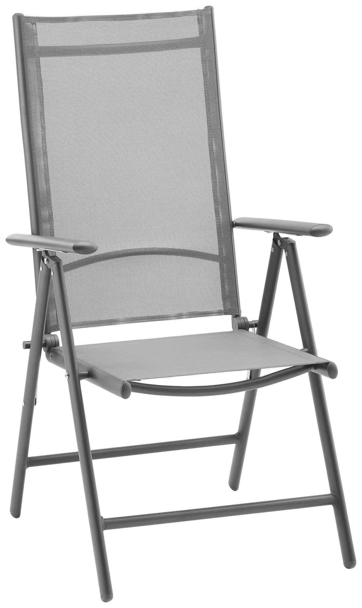 BRUCE Polohovací záhradní židle - antracitová, Moderní, kov/textil (56/106/66cm) - Mömax