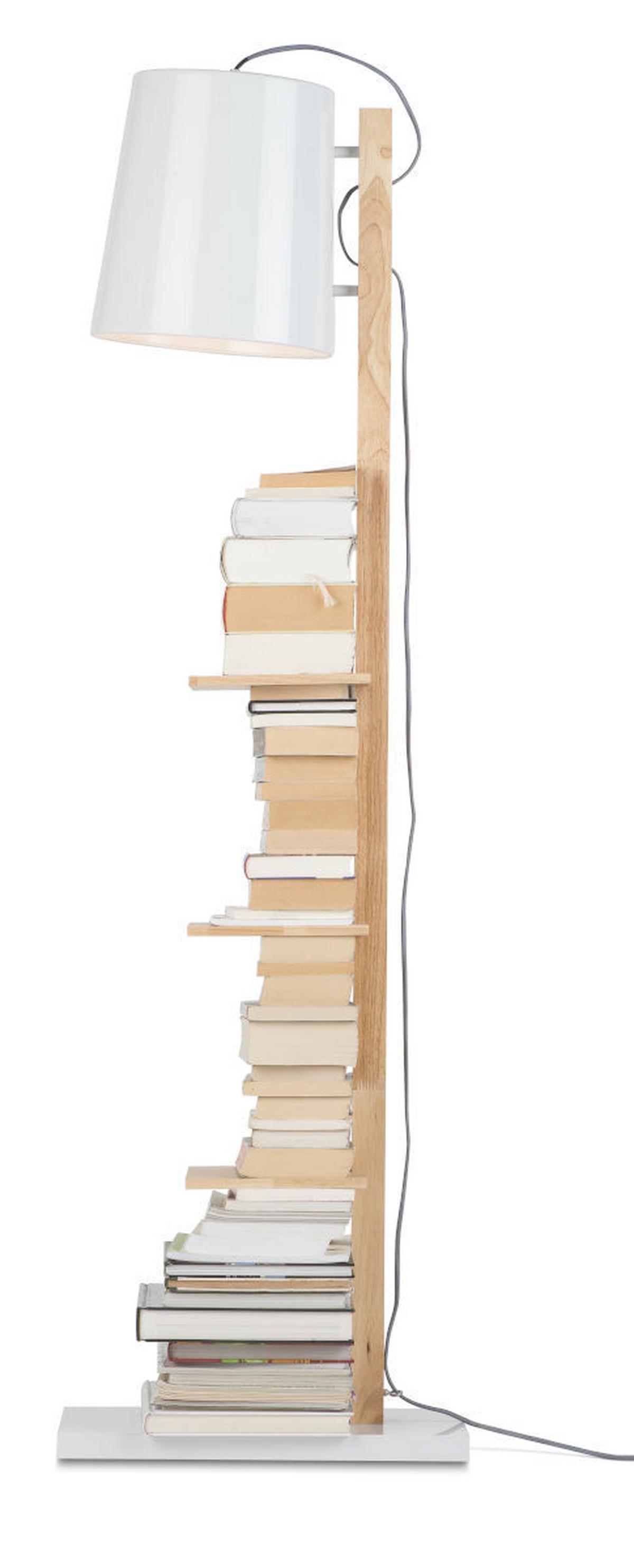 Stehlampe Holz Cambridge dimmbar Weiß/Braun - Weiß, Design, Holz/Metall (30/168/49cm) - It's about Romi