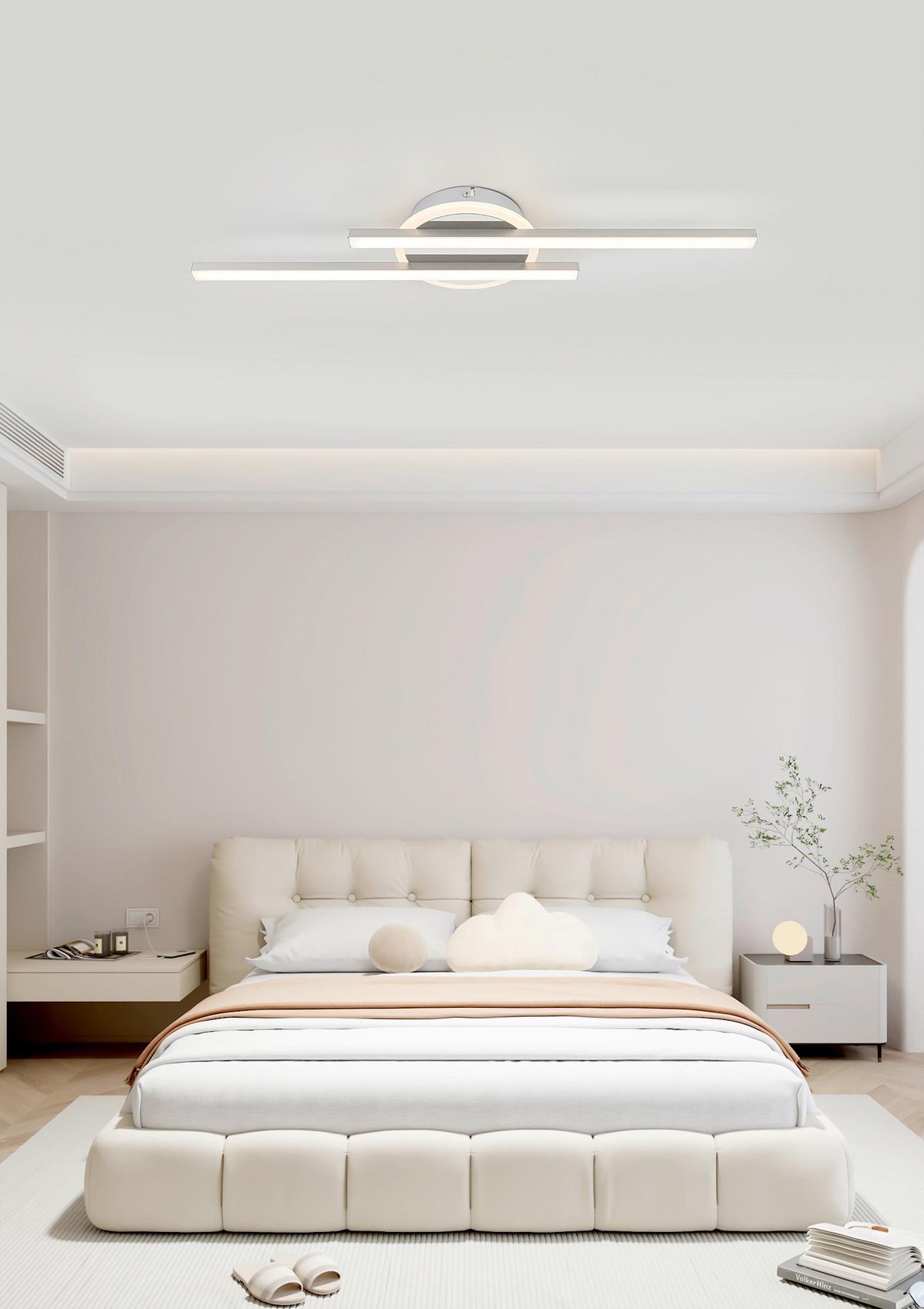 Led-deckenleuchte Cennet - Chromfarben/Alufarben, Basics, Kunststoff/Metall (15/58/5cm) - Luca Bessoni