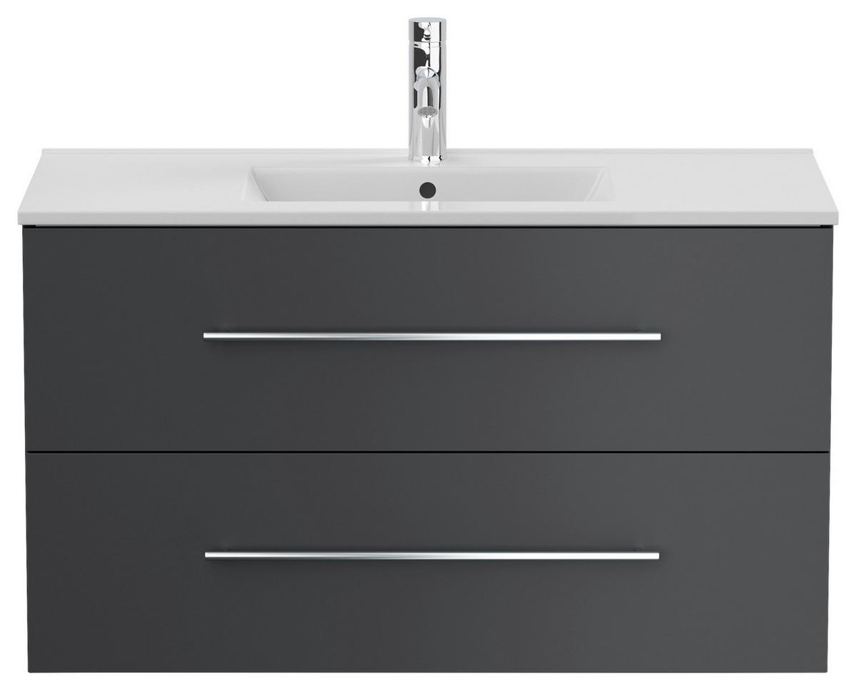 WASCHTISCHKOMBI Homeline, Graphitfarben B: 101cm - Graphitfarben/Weiß, Basics, Keramik/Holzwerkstoff (101cm) - MID.YOU