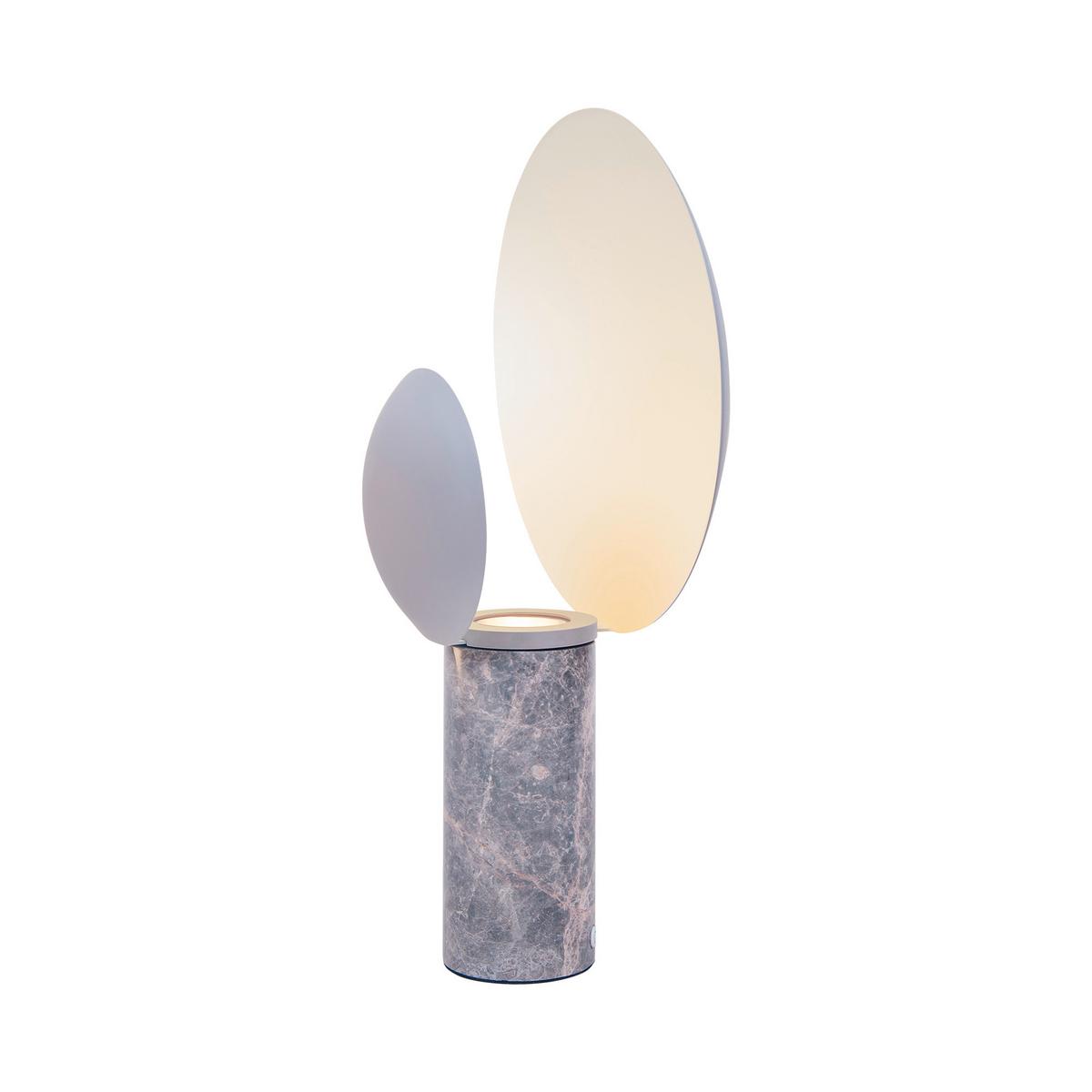 Tischleuchte Cache Grau Weiß D: 30 cm - Weiß/Grau, Design, Stein/Metall (30/49cm) - Nordlux