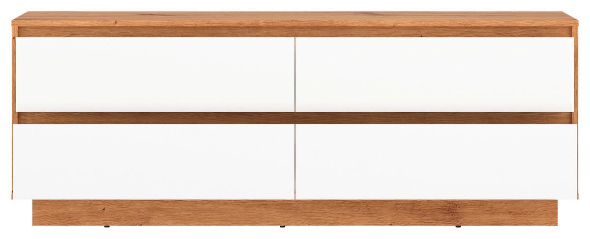 Tv-elem Foggia - Artisan tölgy/fehér, Trend, faalapú anyag (153,4/57/40cm)