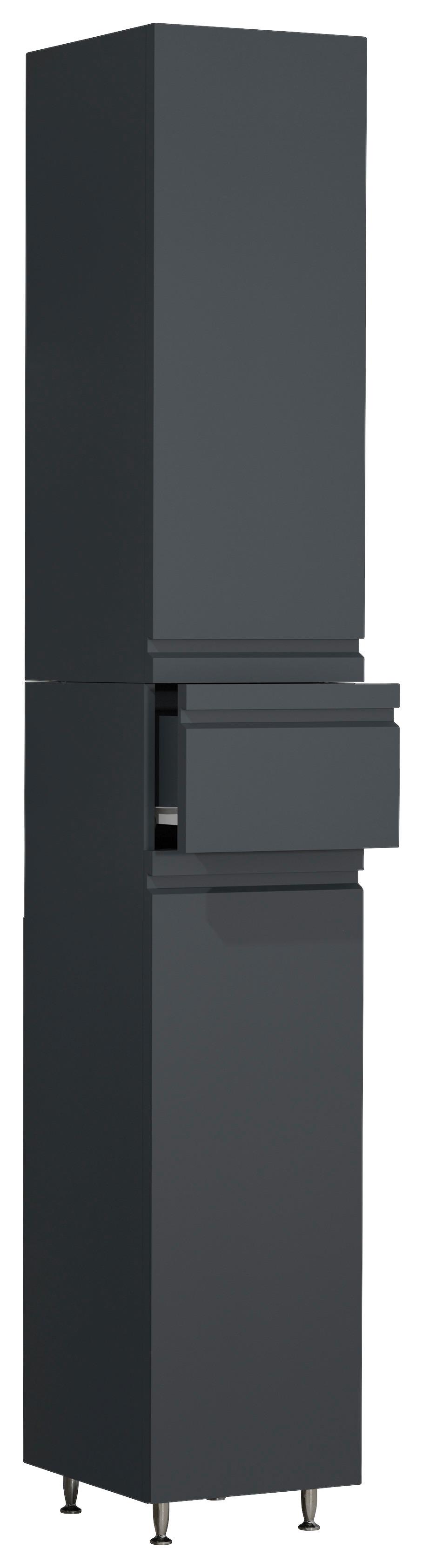 Badezimmer Hochschrank Silora 30x180 cm Anthrazit - Anthrazit/Schwarz, MODERN, Holzwerkstoff (30/180/31,6cm) - MID.YOU